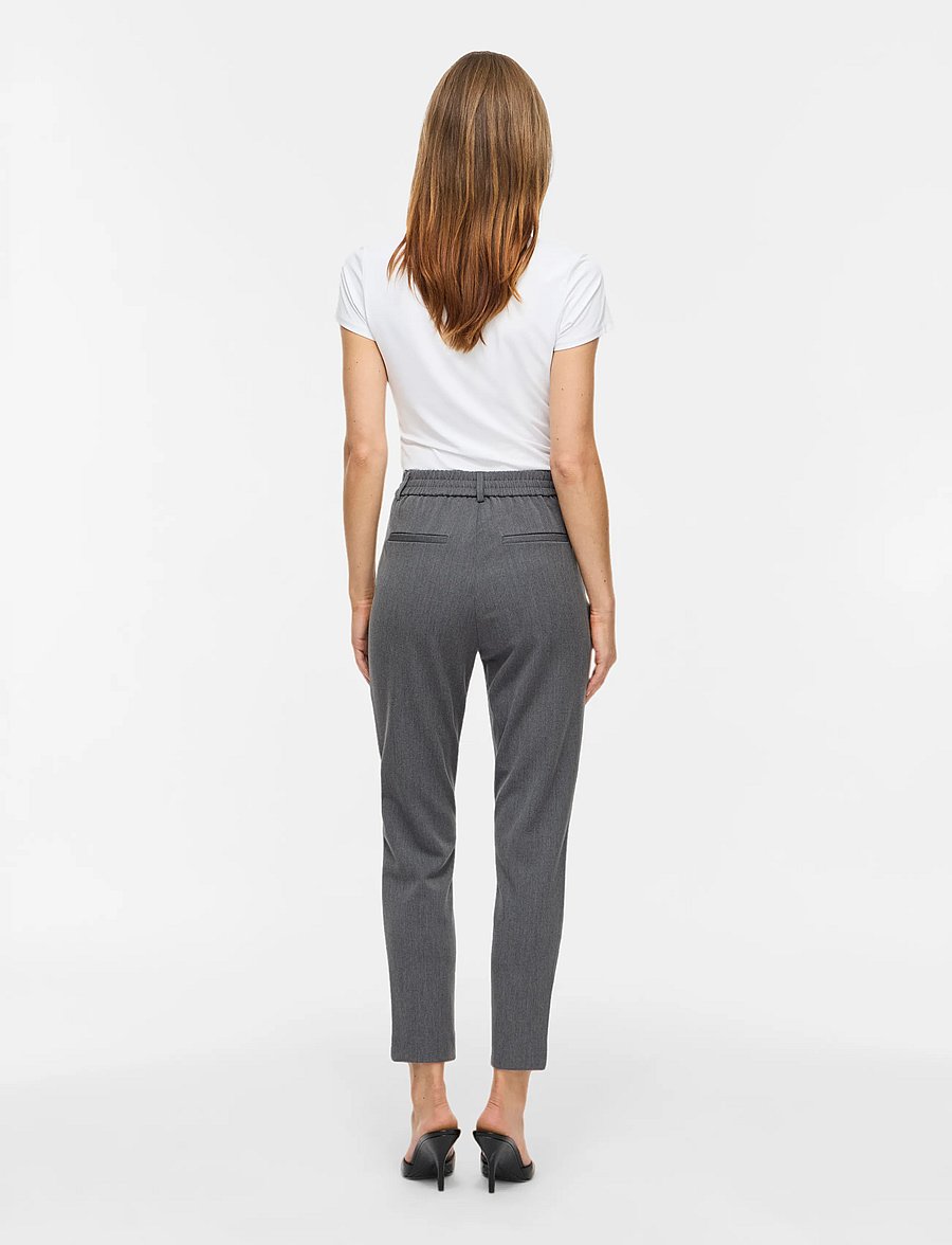 Vila - VIVARONE HW SLIM PANT - NOOS - kitsad püksid - medium grey melange - 3