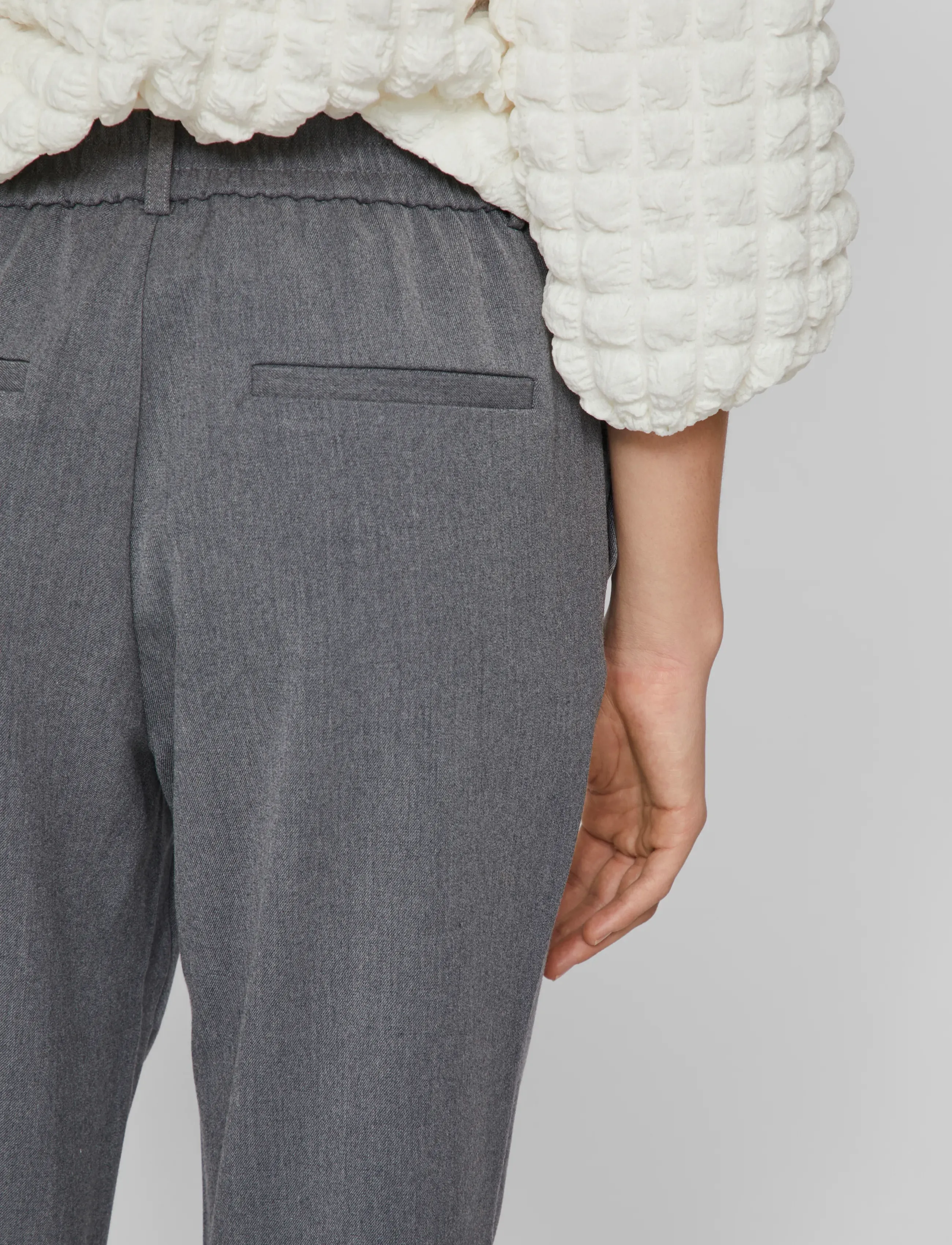 Vila - VIVARONE HW SLIM PANT - NOOS - kitsalõikelised püksid - medium grey melange - 4