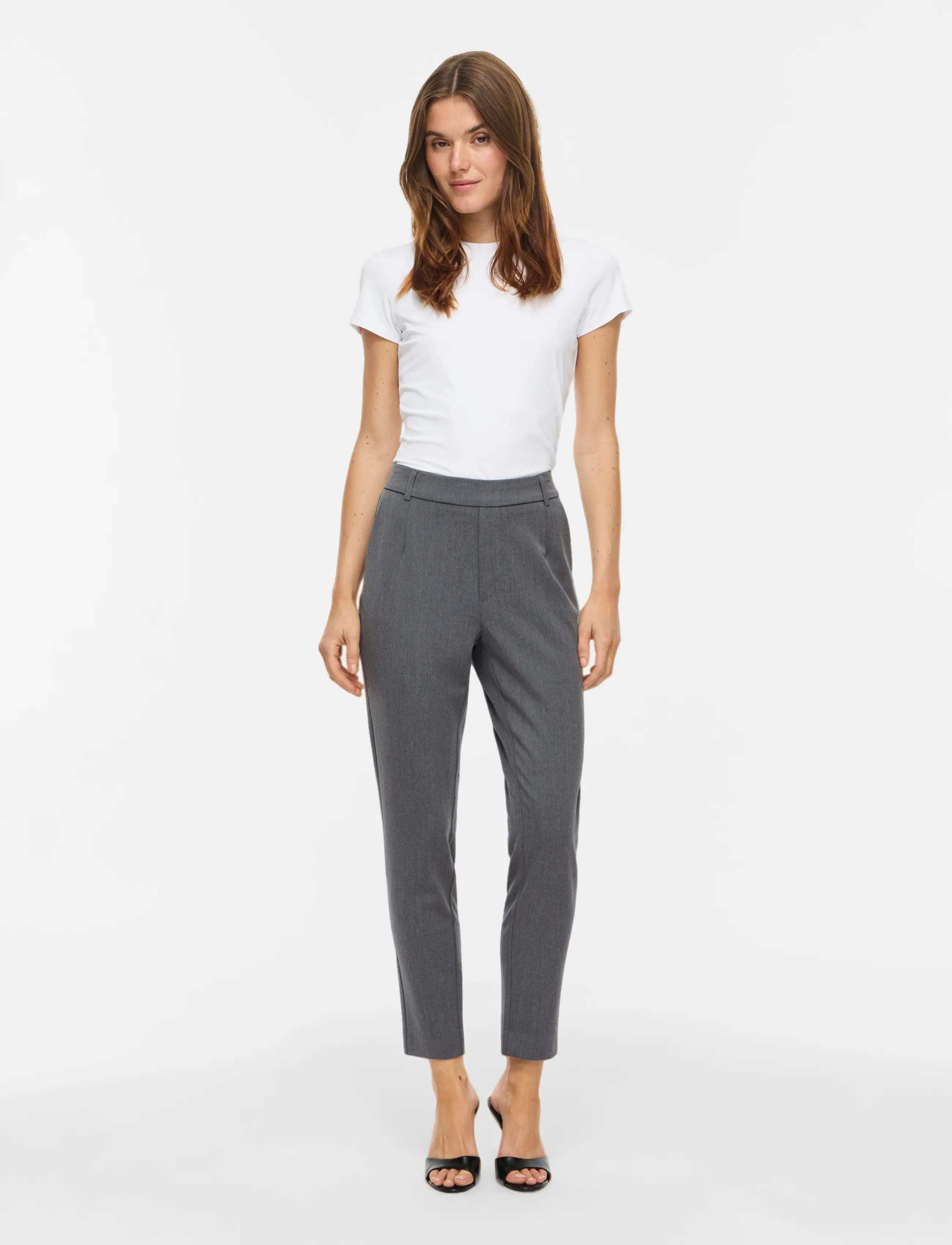 Vila - VIVARONE HW SLIM PANT - NOOS - madalaimad hinnad - medium grey melange - 4