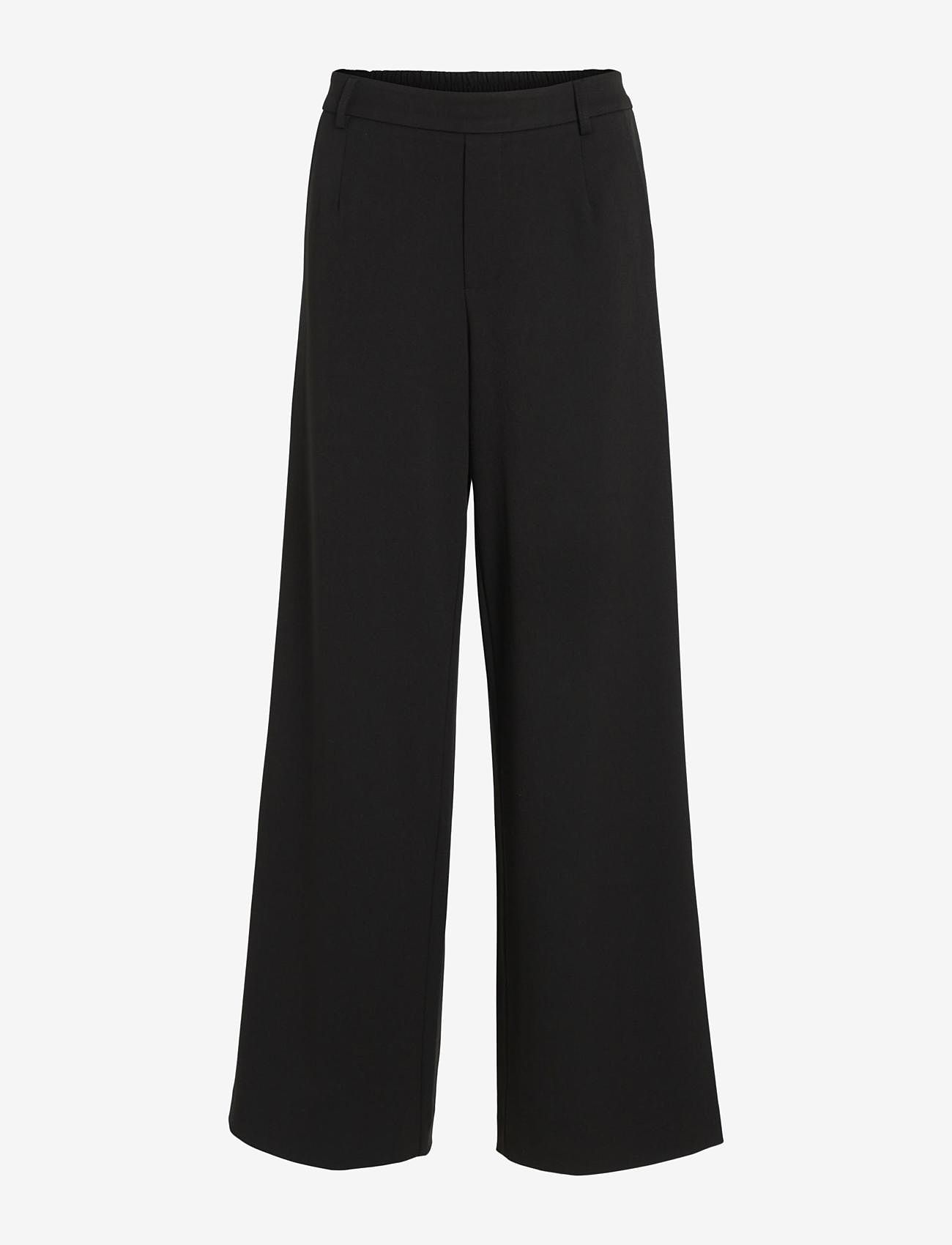 Vila - VIVARONE HW WIDE PANT - NOOS - laia säärega püksid - black - 1