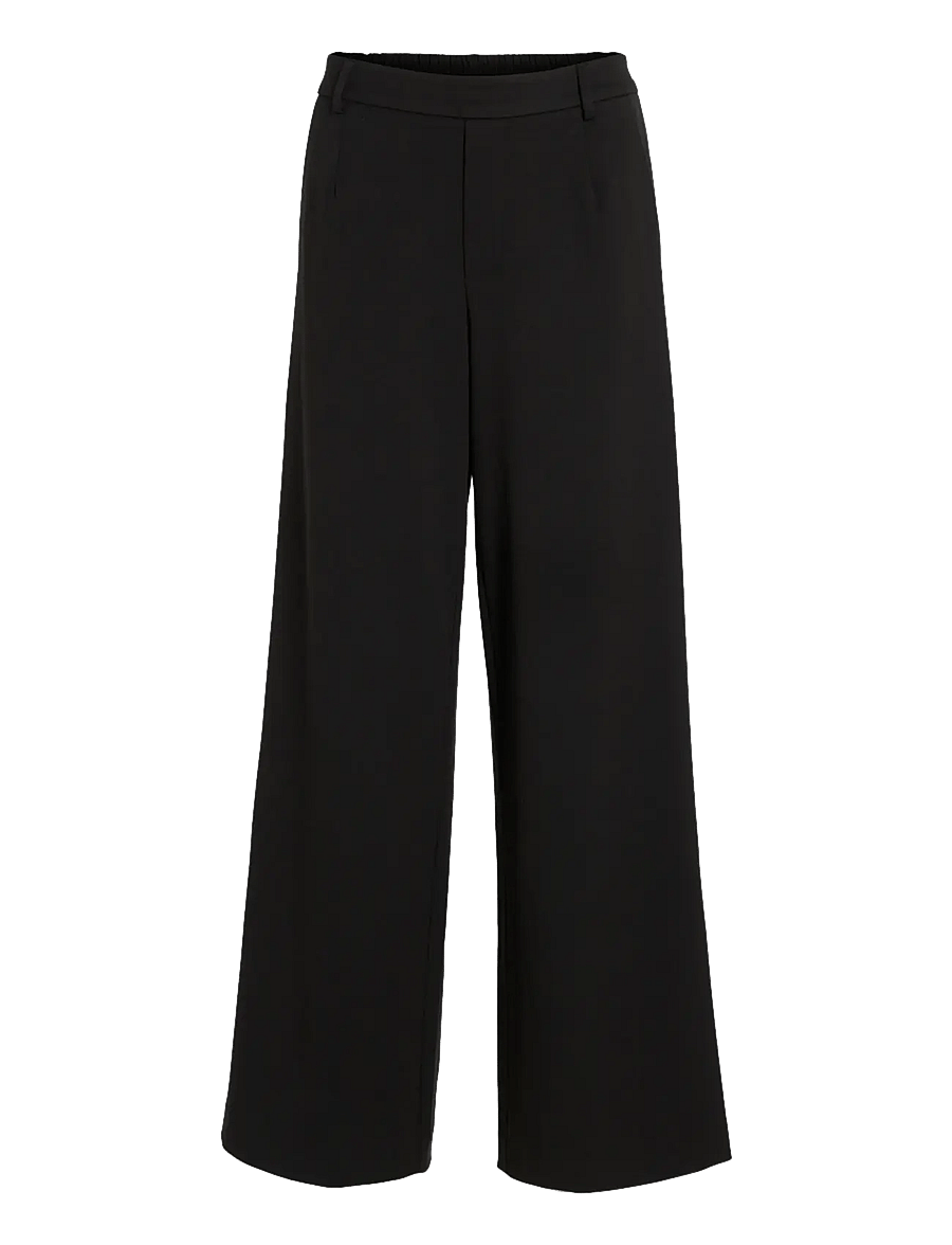 Vila - VIVARONE HW WIDE PANT - NOOS - laia säärega püksid - black - 1