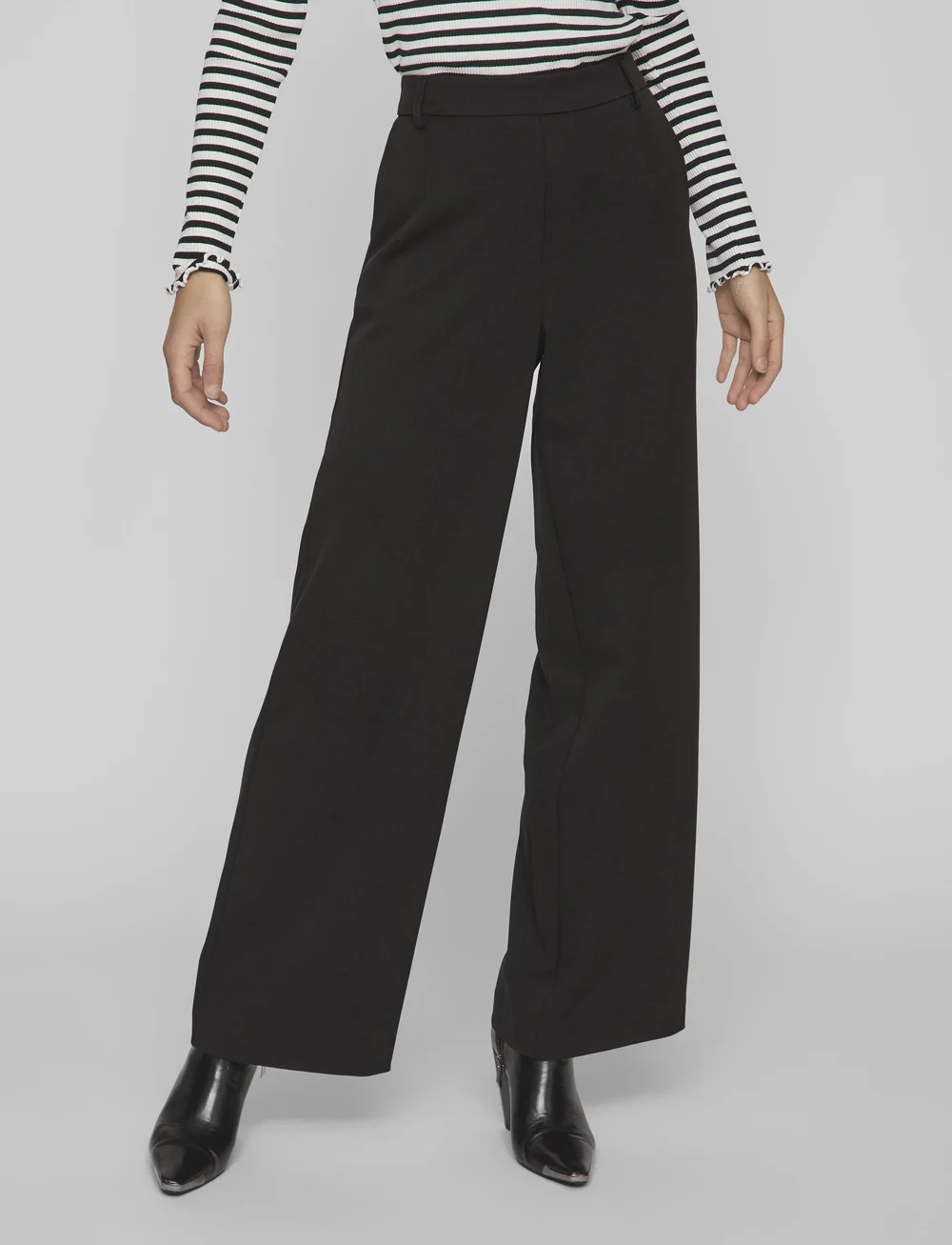 Vila - VIVARONE HW WIDE PANT - NOOS - vida byxor - black - 0