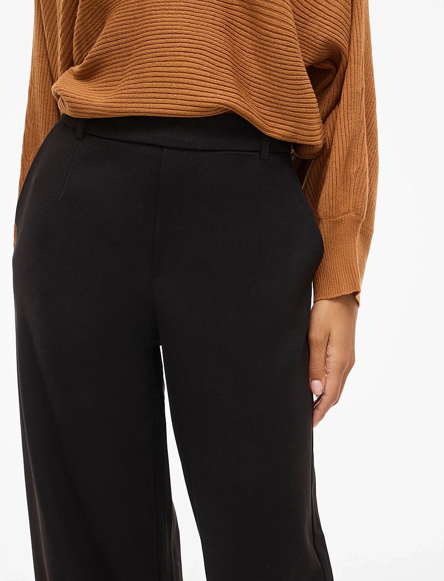 Vila - VIVARONE HW WIDE PANT - NOOS - laia säärega püksid - black - 5