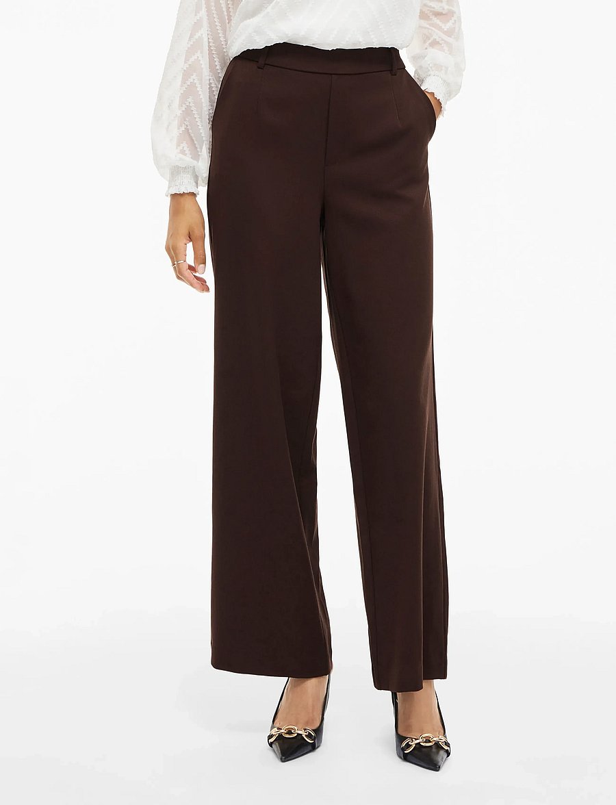 Vila - VIVARONE HW WIDE PANT - NOOS - bukser med brede ben - coffee bean - 0