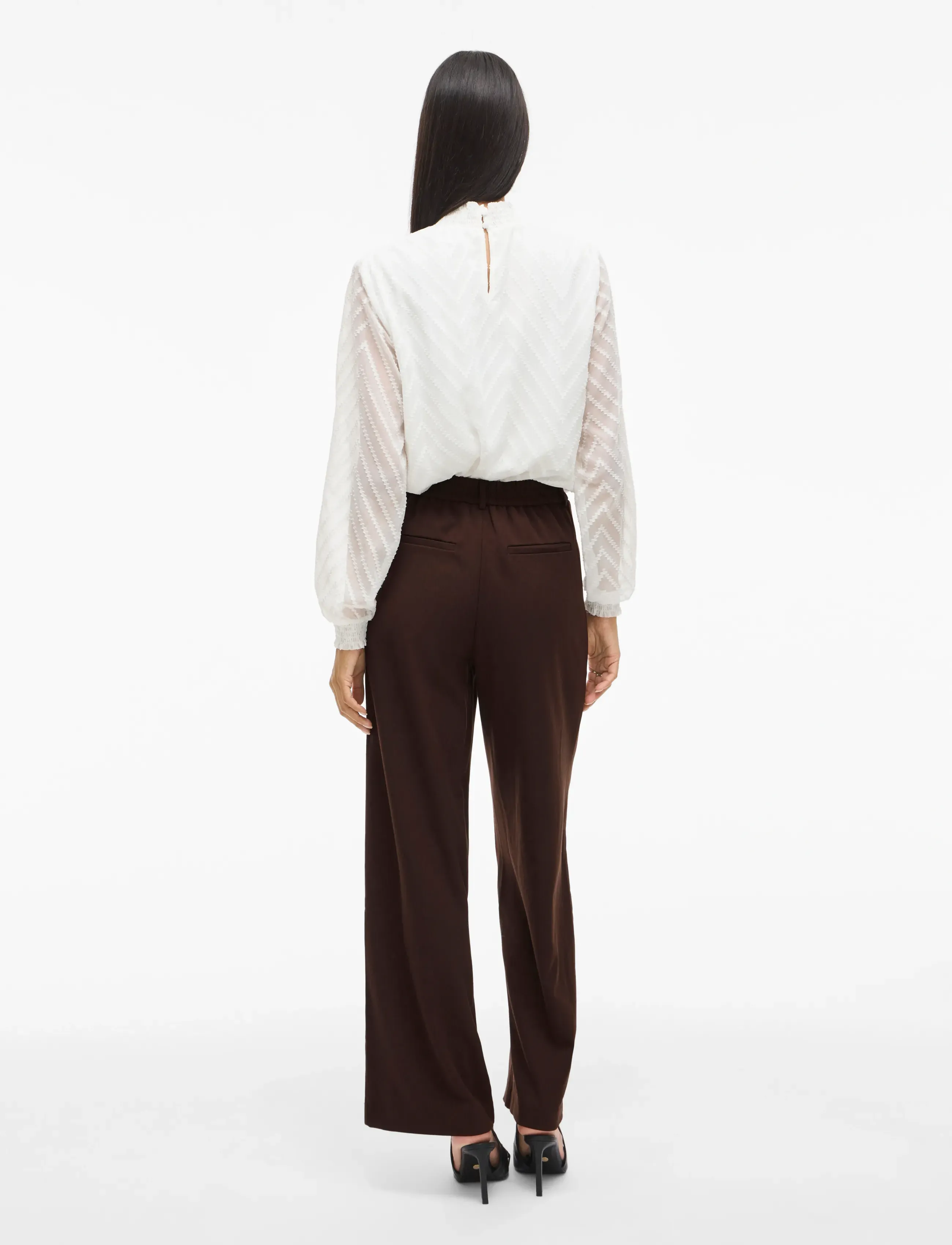 Vila - VIVARONE HW WIDE PANT - NOOS - laia säärega püksid - coffee bean - 3