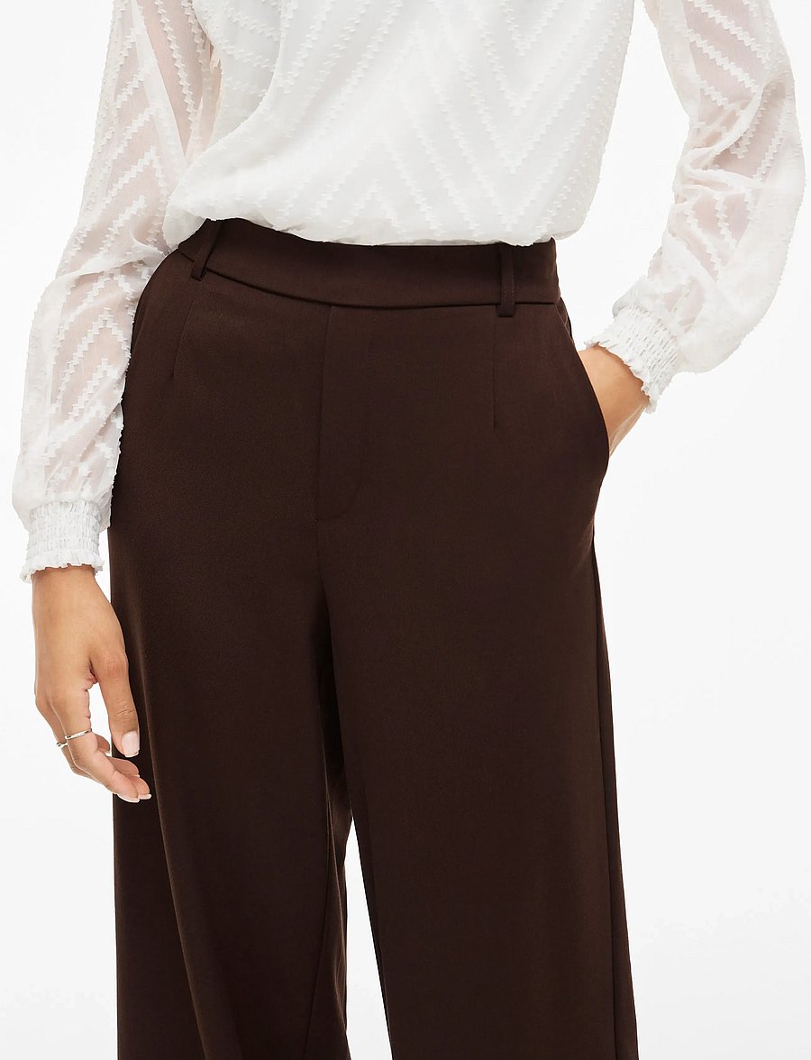 Vila - VIVARONE HW WIDE PANT - NOOS - bukser med brede ben - coffee bean - 4