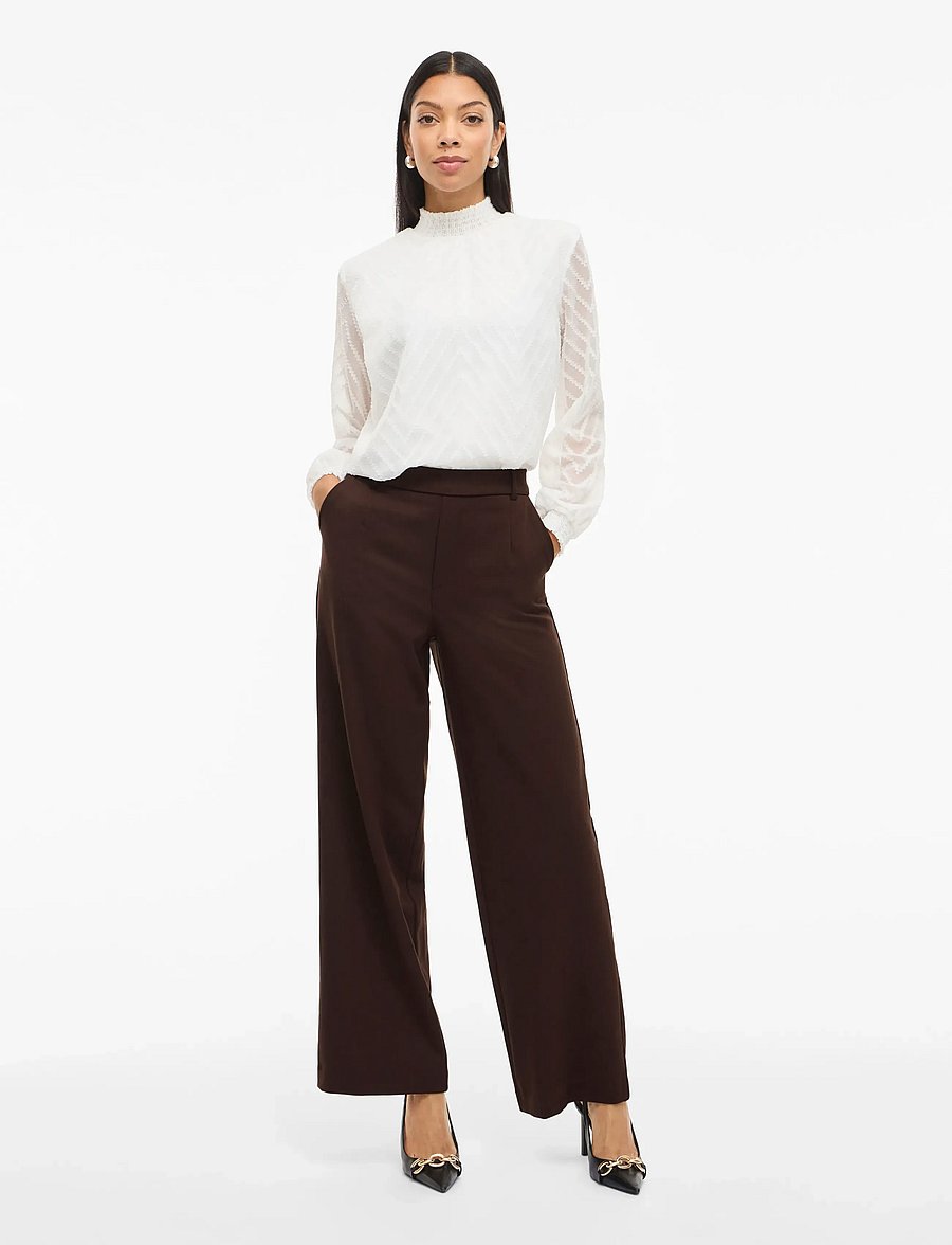 Vila - VIVARONE HW WIDE PANT - NOOS - bukser med brede ben - coffee bean - 5