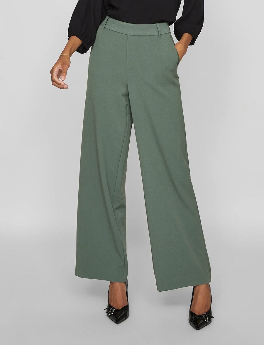 Vila - VIVARONE HW WIDE PANT - NOOS - bukser med brede ben - duck green - 0