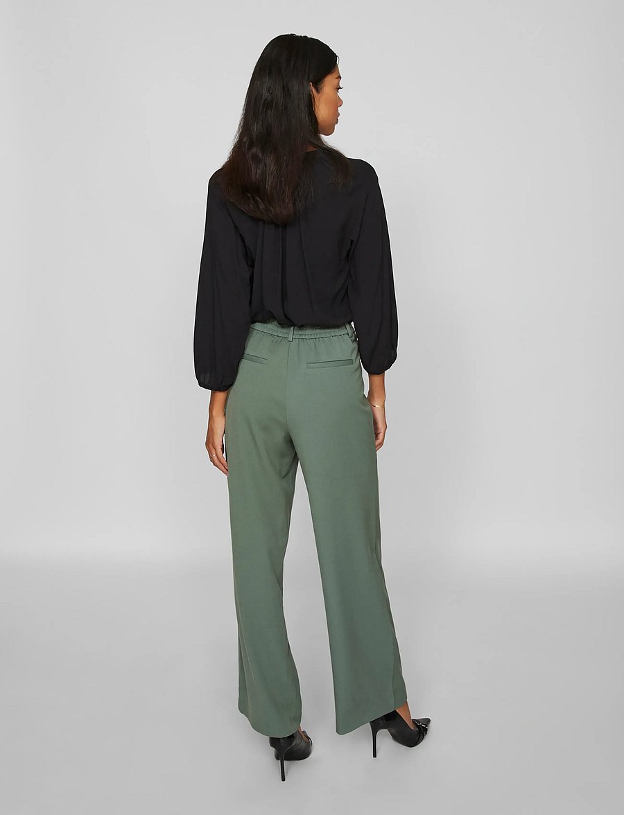 Vila - VIVARONE HW WIDE PANT - NOOS - bukser med brede ben - duck green - 3