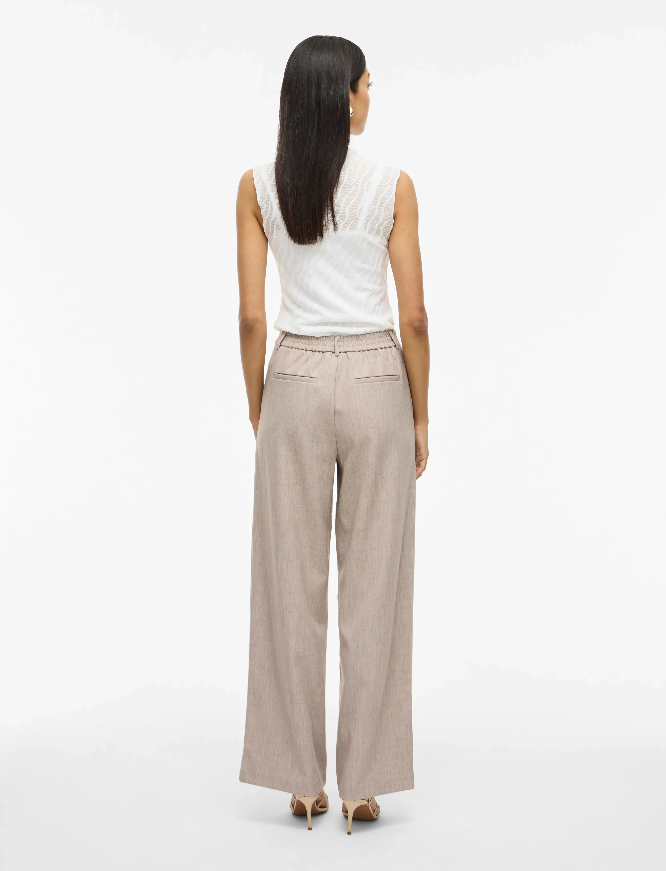 Vila - VIVARONE HW WIDE PANT - NOOS - hosen mit weitem bein - natural melange - 3