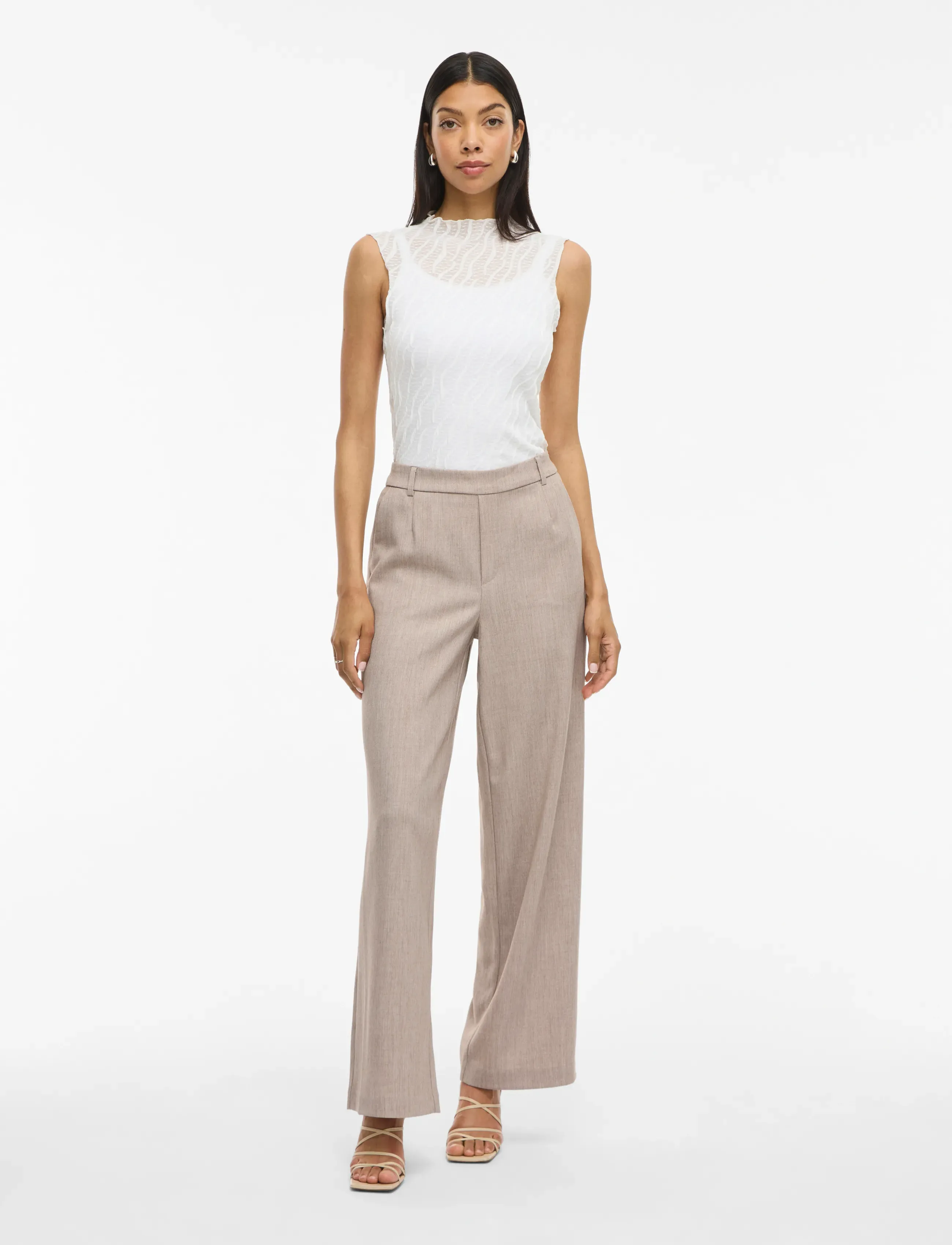 Vila - VIVARONE HW WIDE PANT - NOOS - vida byxor - natural melange - 4