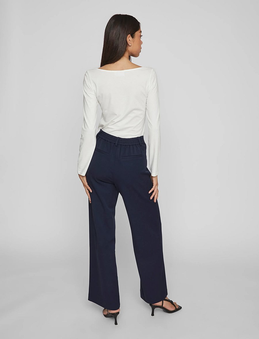 Vila - VIVARONE HW WIDE PANT - NOOS - bukser med brede ben - navy blazer - 3