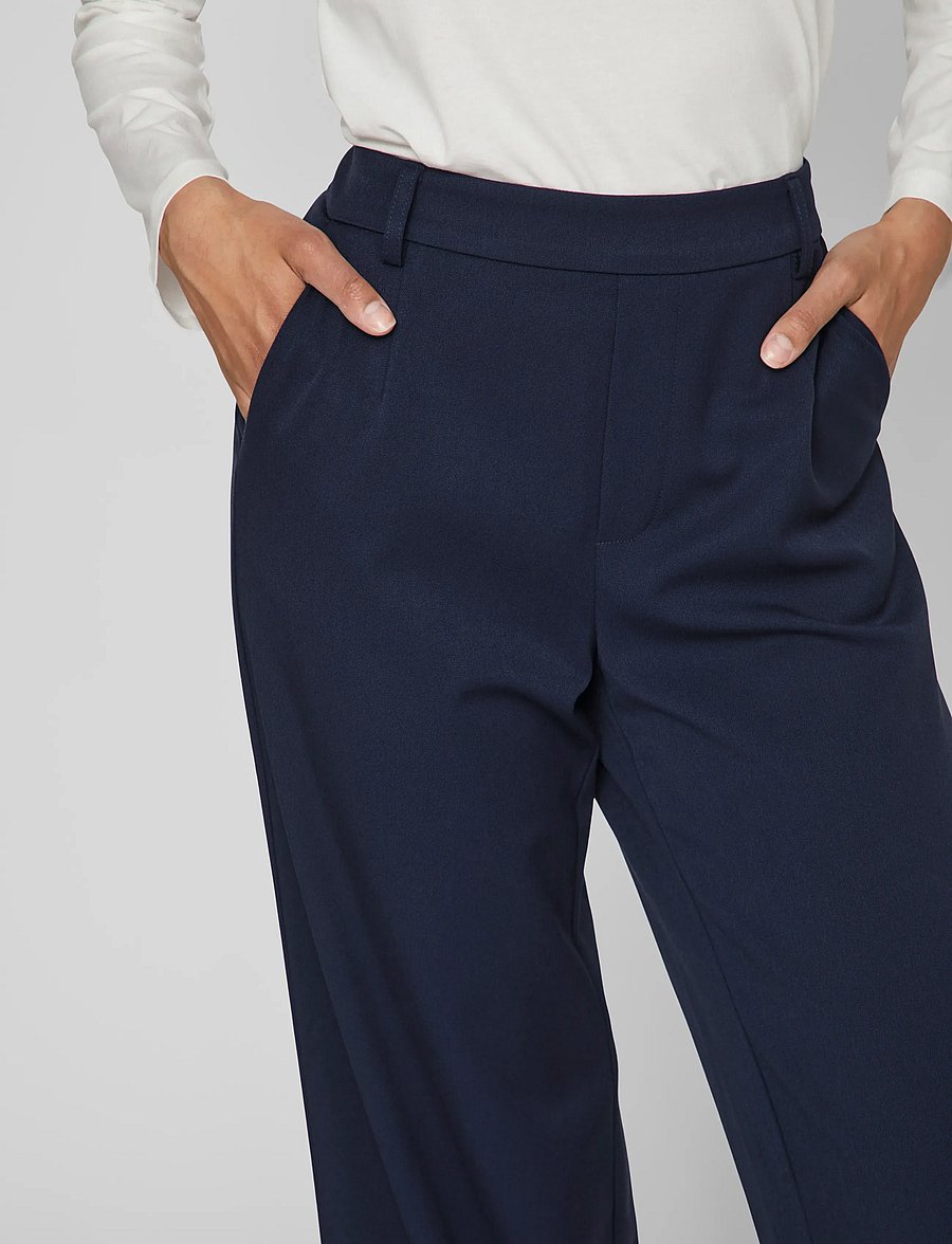 Vila - VIVARONE HW WIDE PANT - NOOS - bukser med brede ben - navy blazer - 4