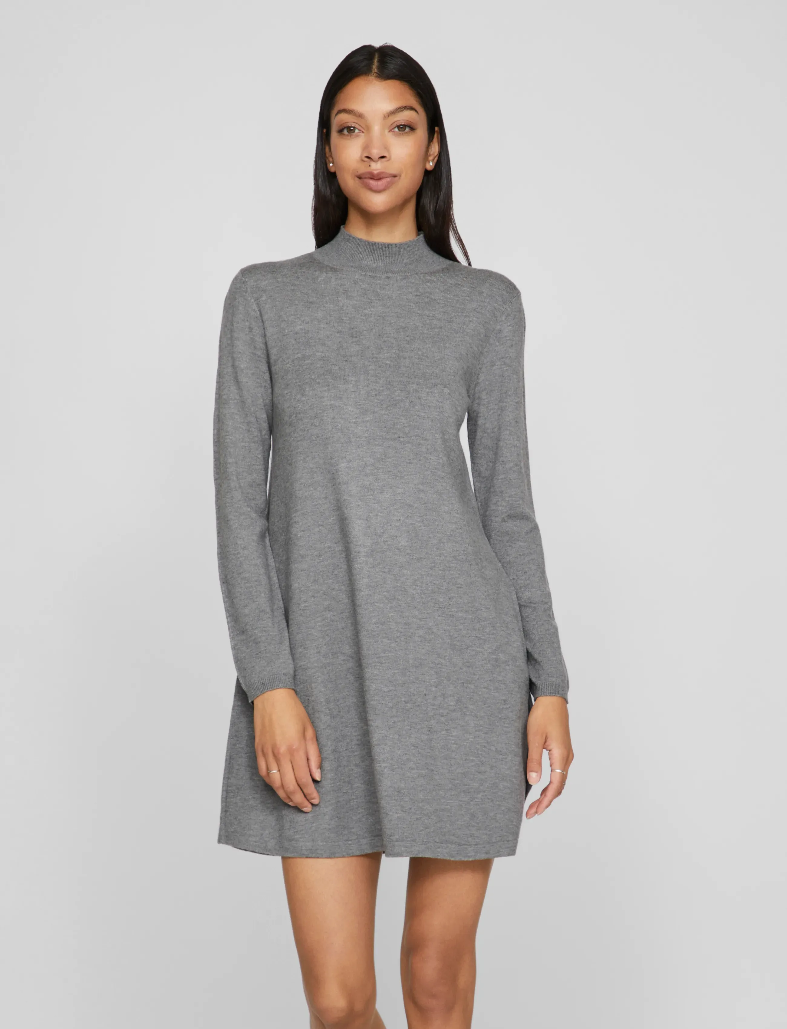 Vila VICOMFY A-LINE ROLLNECK KNIT DRESS/PB/1 - Kjoler - MEDIUM GREY MELANGE / grey