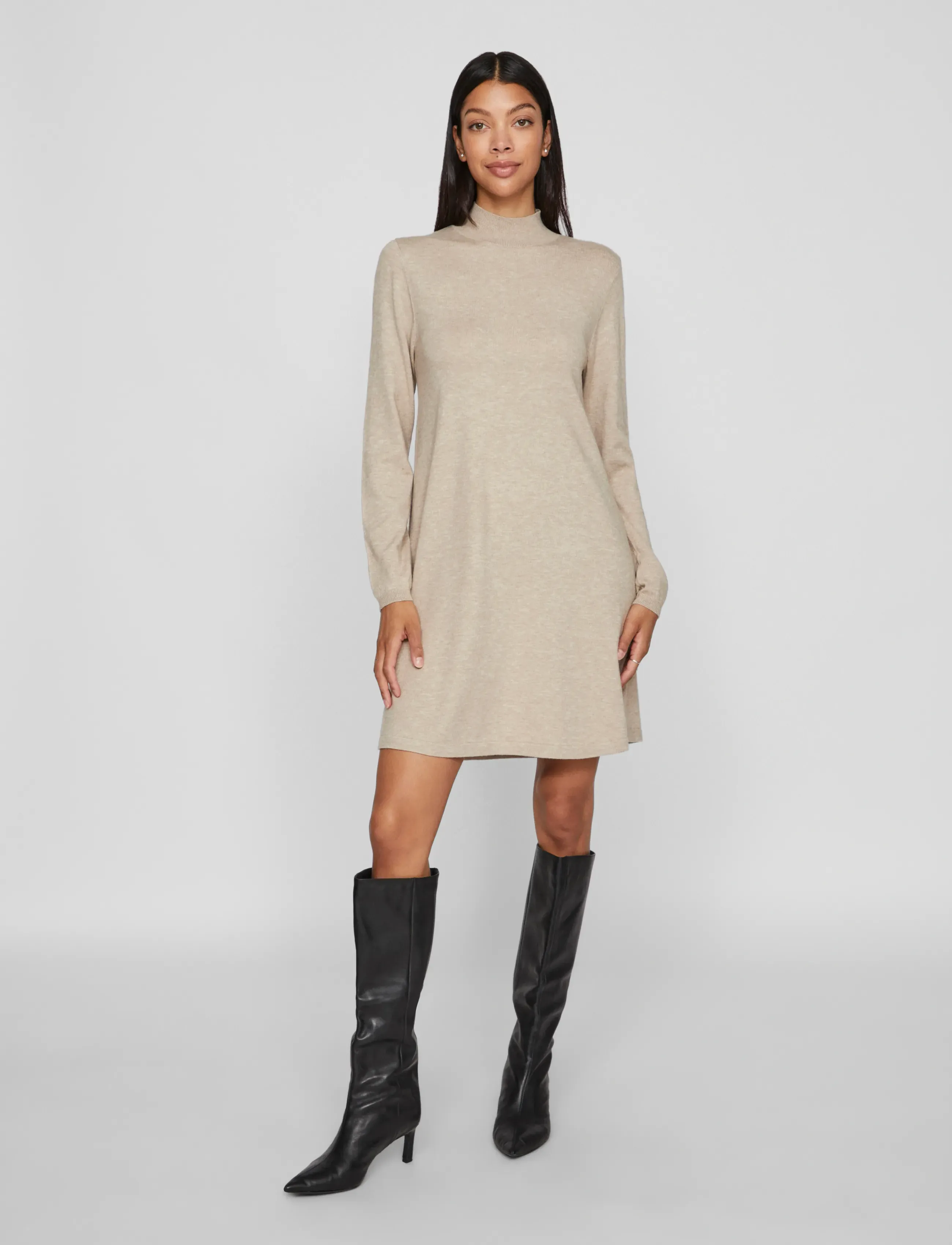 Vila - VICOMFY A-LINE ROLLNECK KNIT DRESS/PB/1 - die niedrigsten preise - natural melange - 4