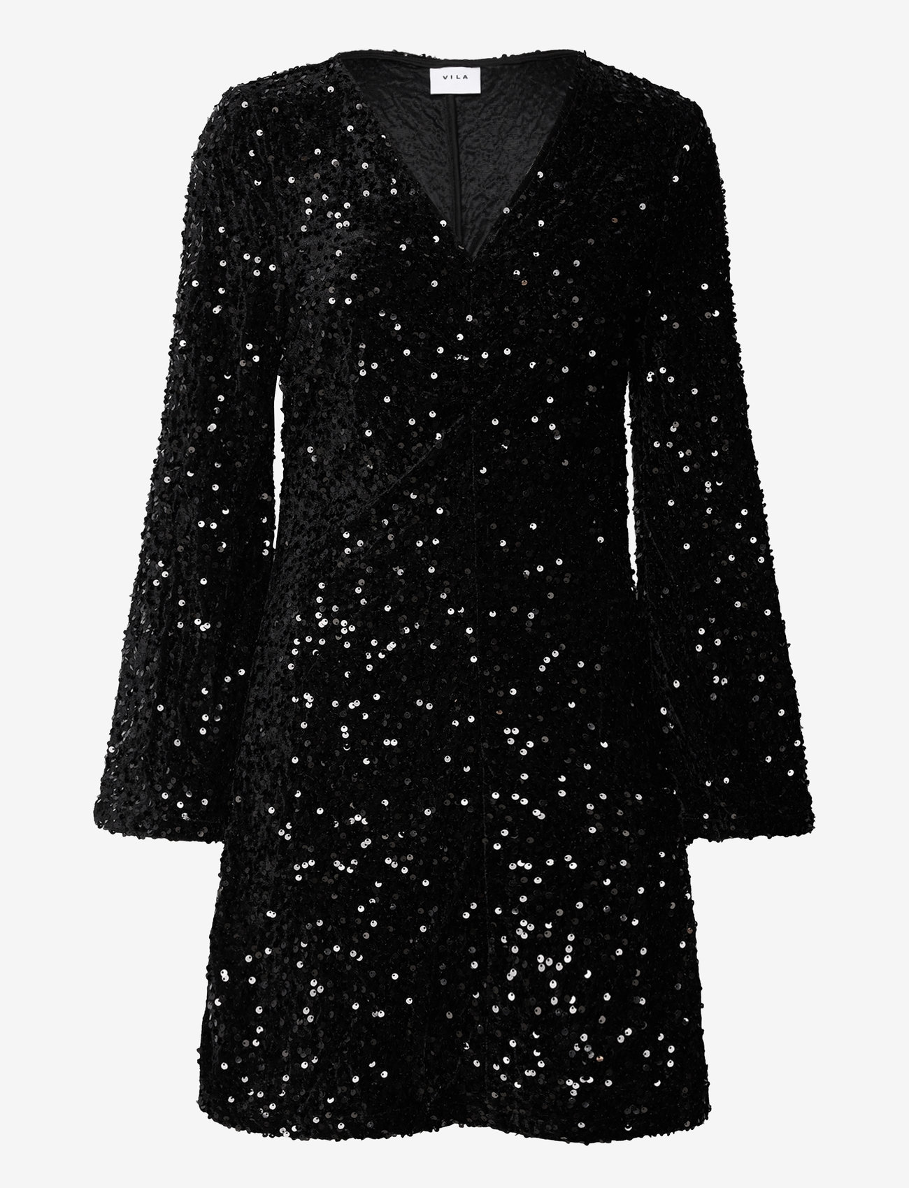 Vila - VIBARINA WIDE SLEEVE GLITTER DRESS - sequin dresses - black - 0