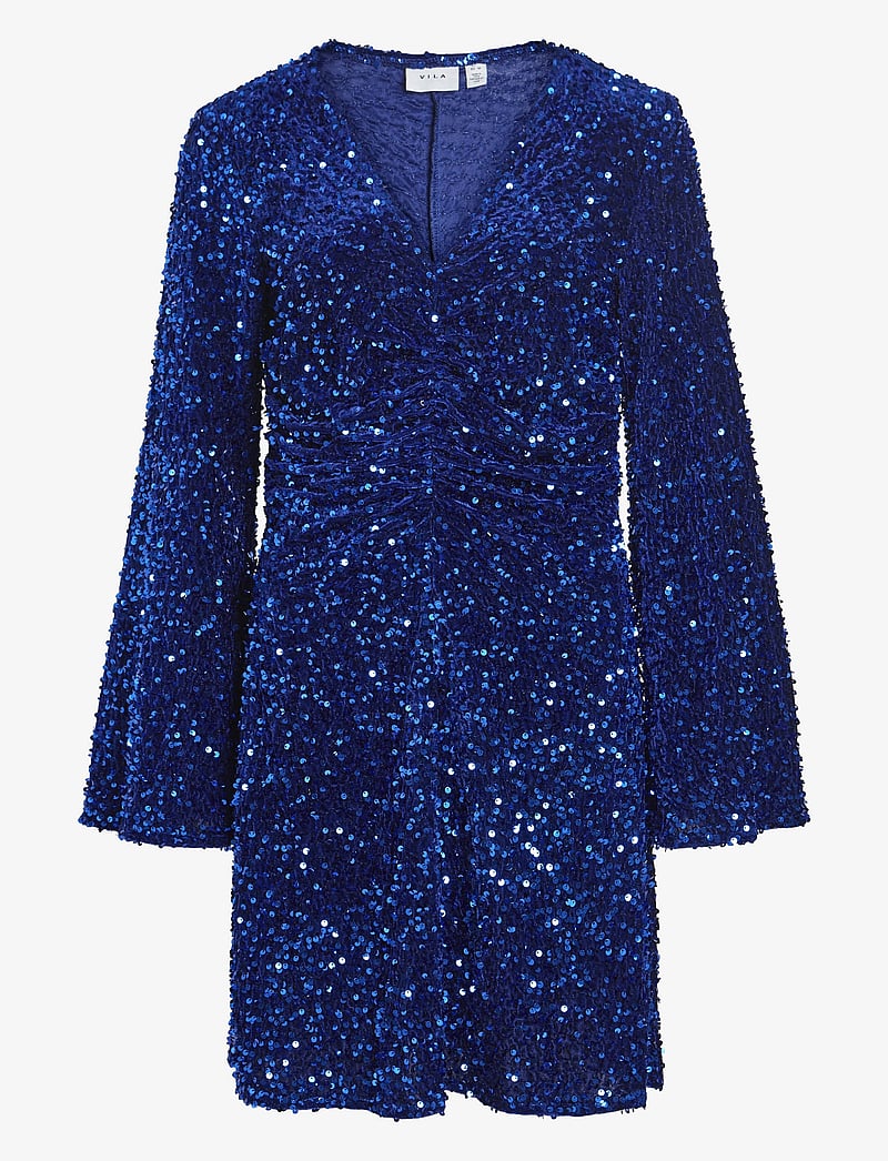 Vila - VIBARINA WIDE SLEEVE GLITTER DRESS - paillettenkleider - navy blazer - 1