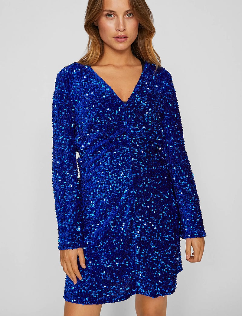 Vila - VIBARINA WIDE SLEEVE GLITTER DRESS - paillettenkleider - navy blazer - 5
