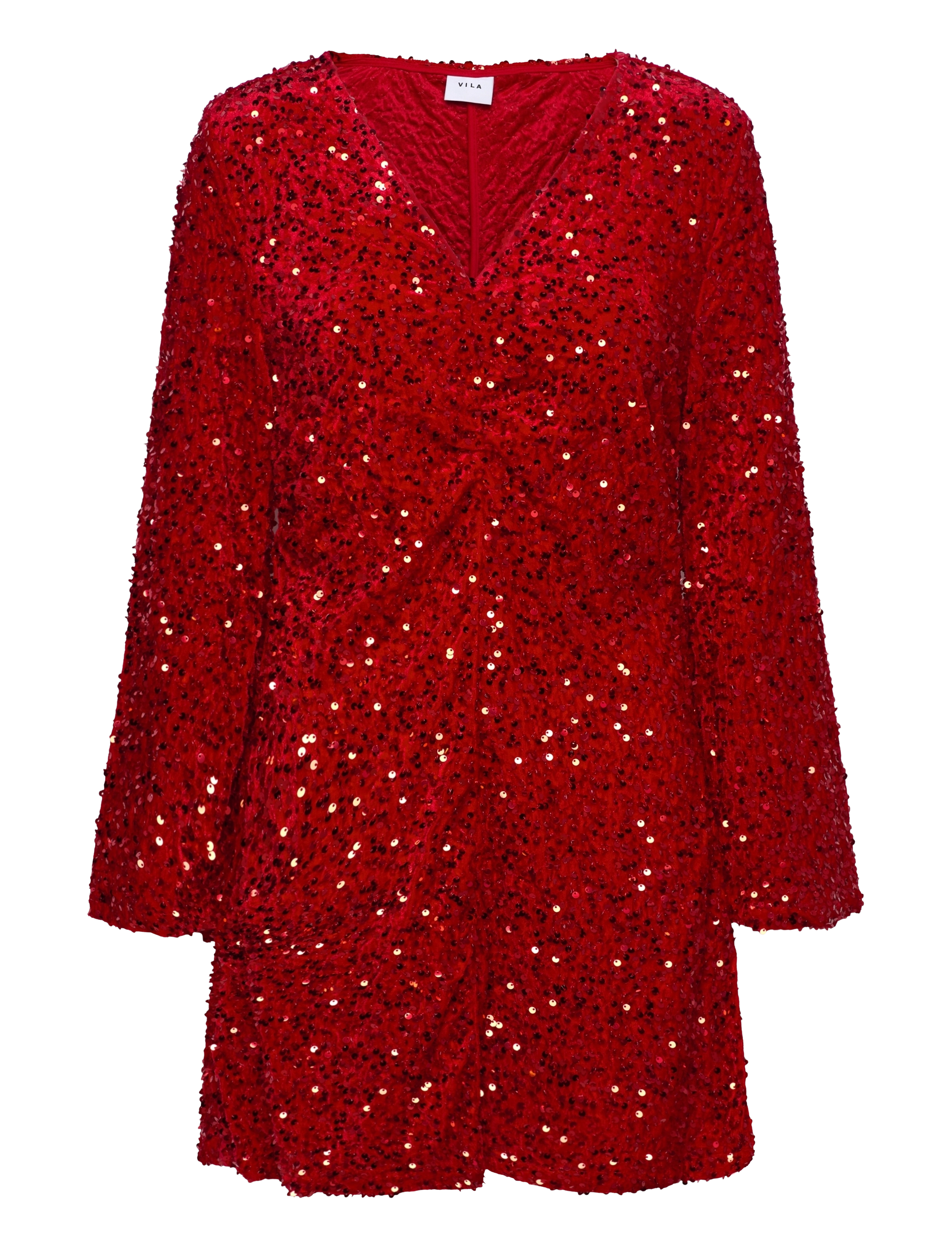 VILA Vibarina Wide Sleeve Glitter Kleid Rot - S - Damen