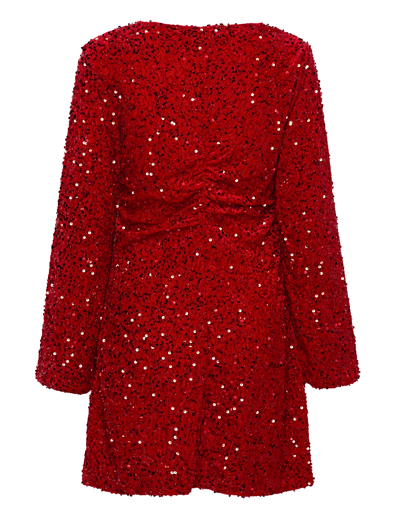 Vila - VIBARINA WIDE SLEEVE GLITTER DRESS - pailletkjoler - poppy red - 1