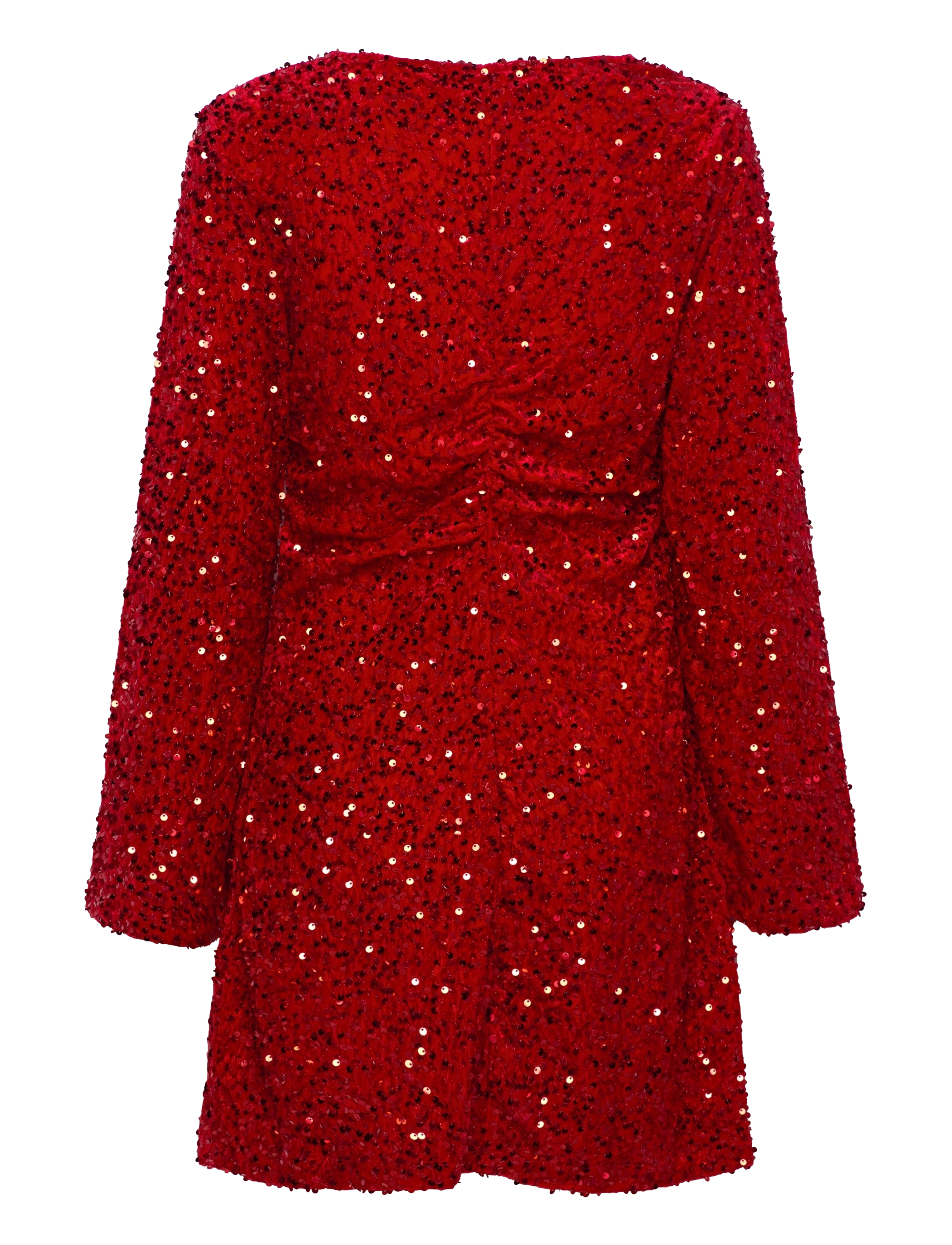 Vila - VIBARINA WIDE SLEEVE GLITTER DRESS - pailletkjoler - poppy red - 2