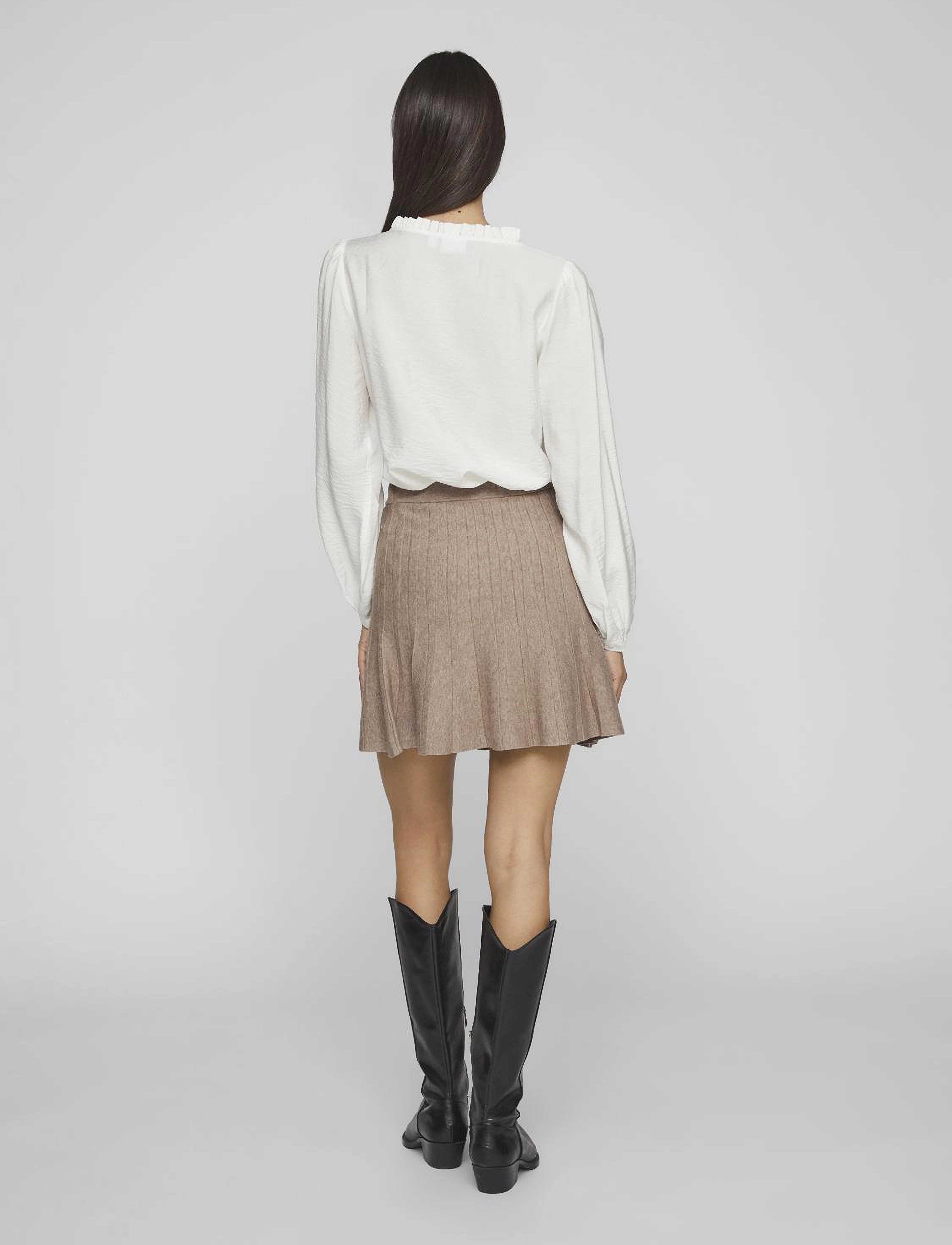 Vila - VISACHIN NEW HW SKATER KNIT SKIRT/SU/1 - brown lentil - 3