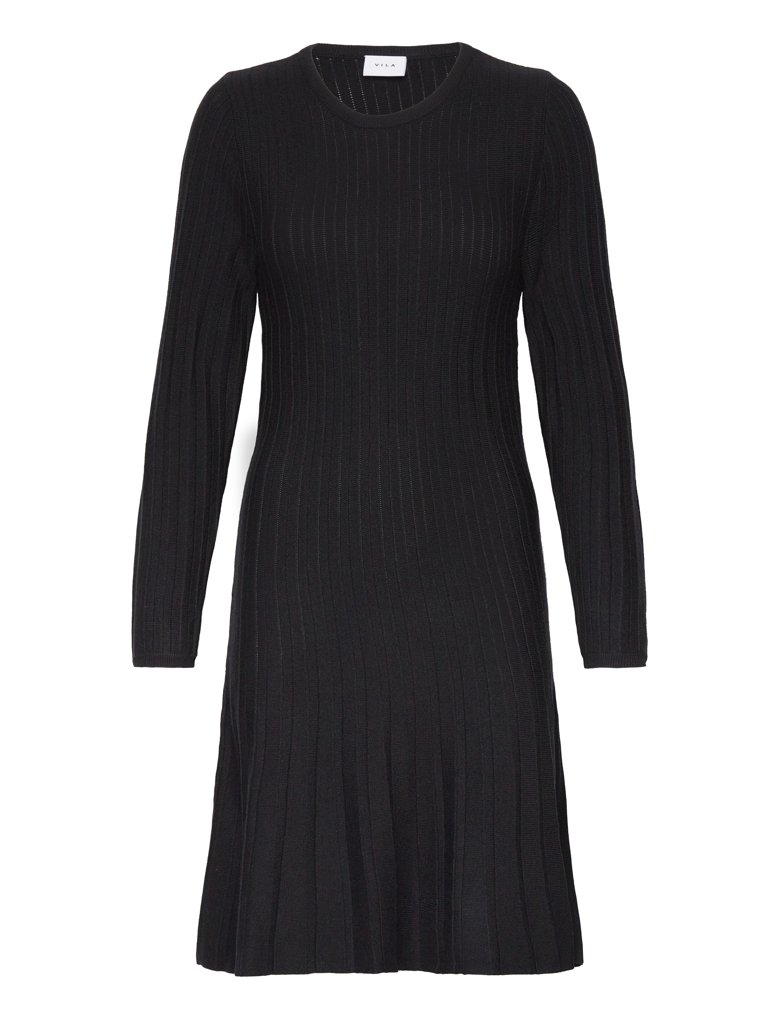 VILA Visachin New L/S Skater Knit Kleid/Su Schwarz - XS - Damen