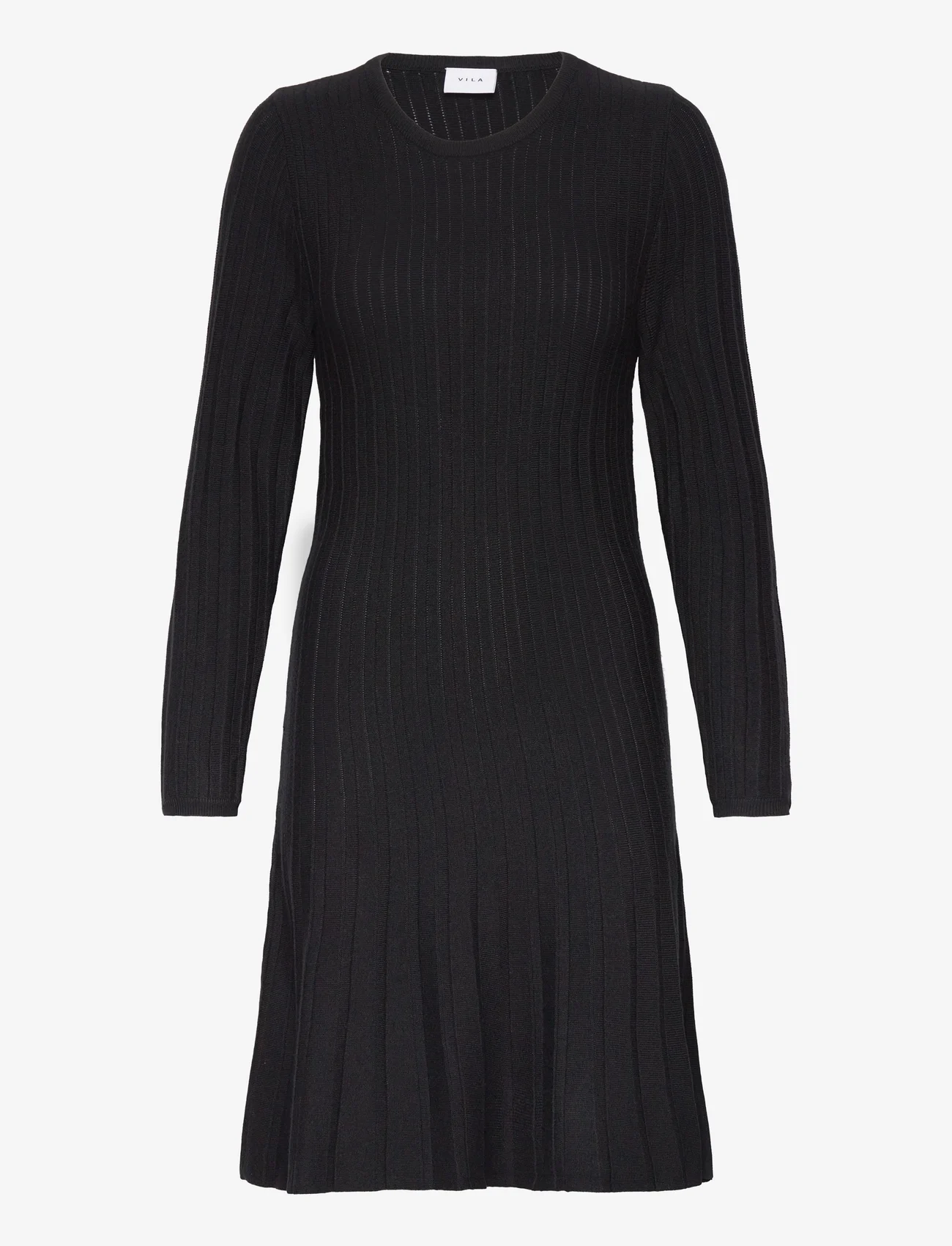 Vila - VISACHIN NEW L/S SKATER KNIT DRESS/SU - stickade klänningar - black - 0