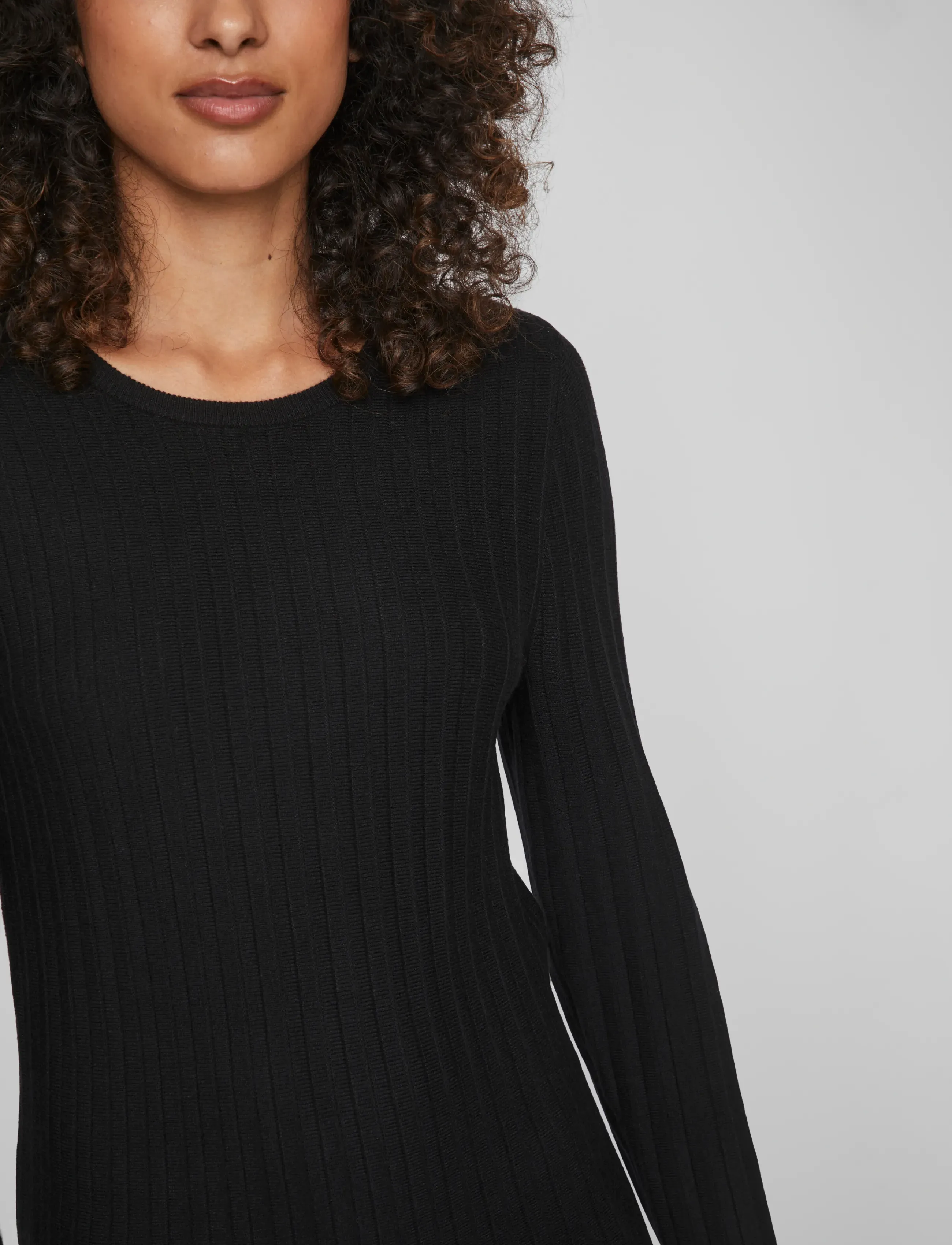 Vila - VISACHIN NEW L/S SKATER KNIT DRESS/SU - strickkleider - black - 5