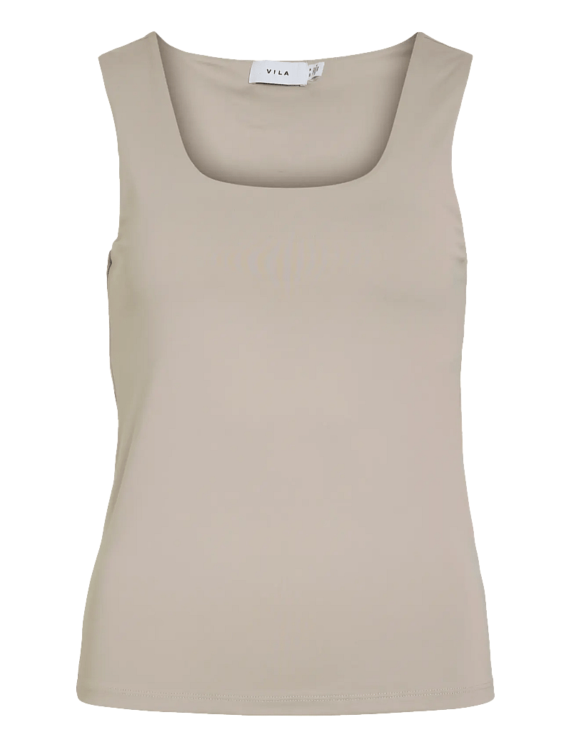 Vila - VIKENZA U-NECK S/L TANK TOP REV - NOOS - tanktops - silver gray - 1