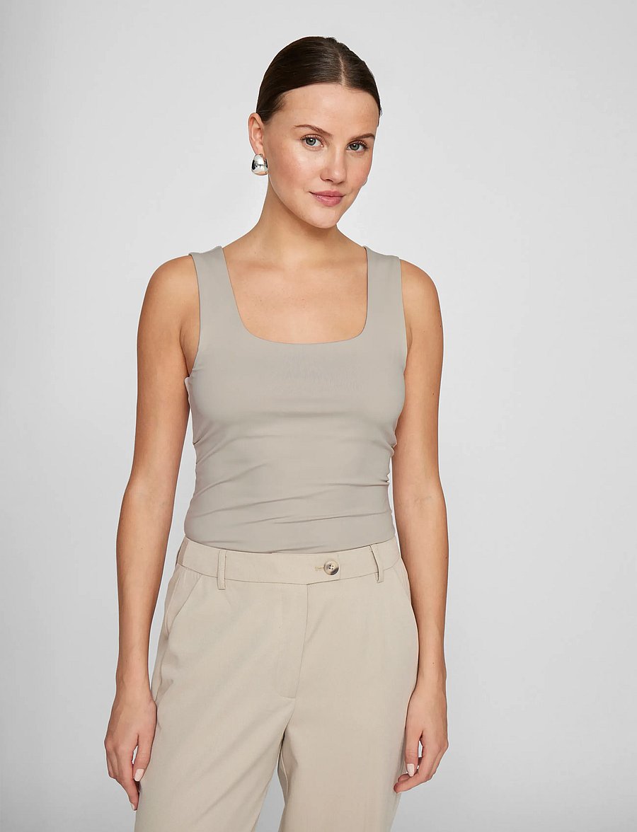 Vila - VIKENZA U-NECK S/L TANK TOP REV - NOOS - Ärmellose tops - silver gray - 0