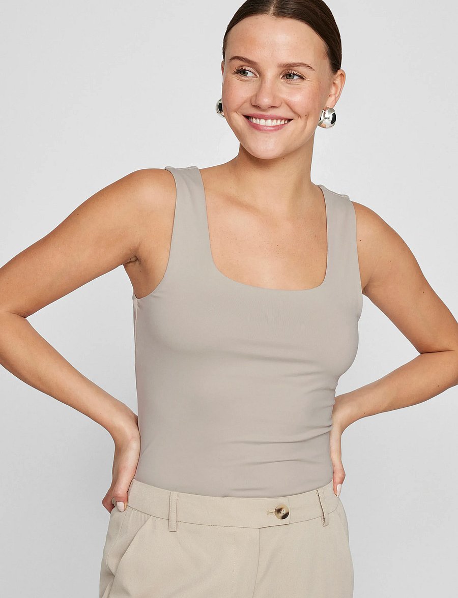 Vila - VIKENZA U-NECK S/L TANK TOP REV - NOOS - Ärmellose tops - silver gray - 5