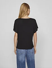Vila - VIELLETTE V-NECK S/S SATIN TOP - NOOS - short-sleeved blouses - black - 3