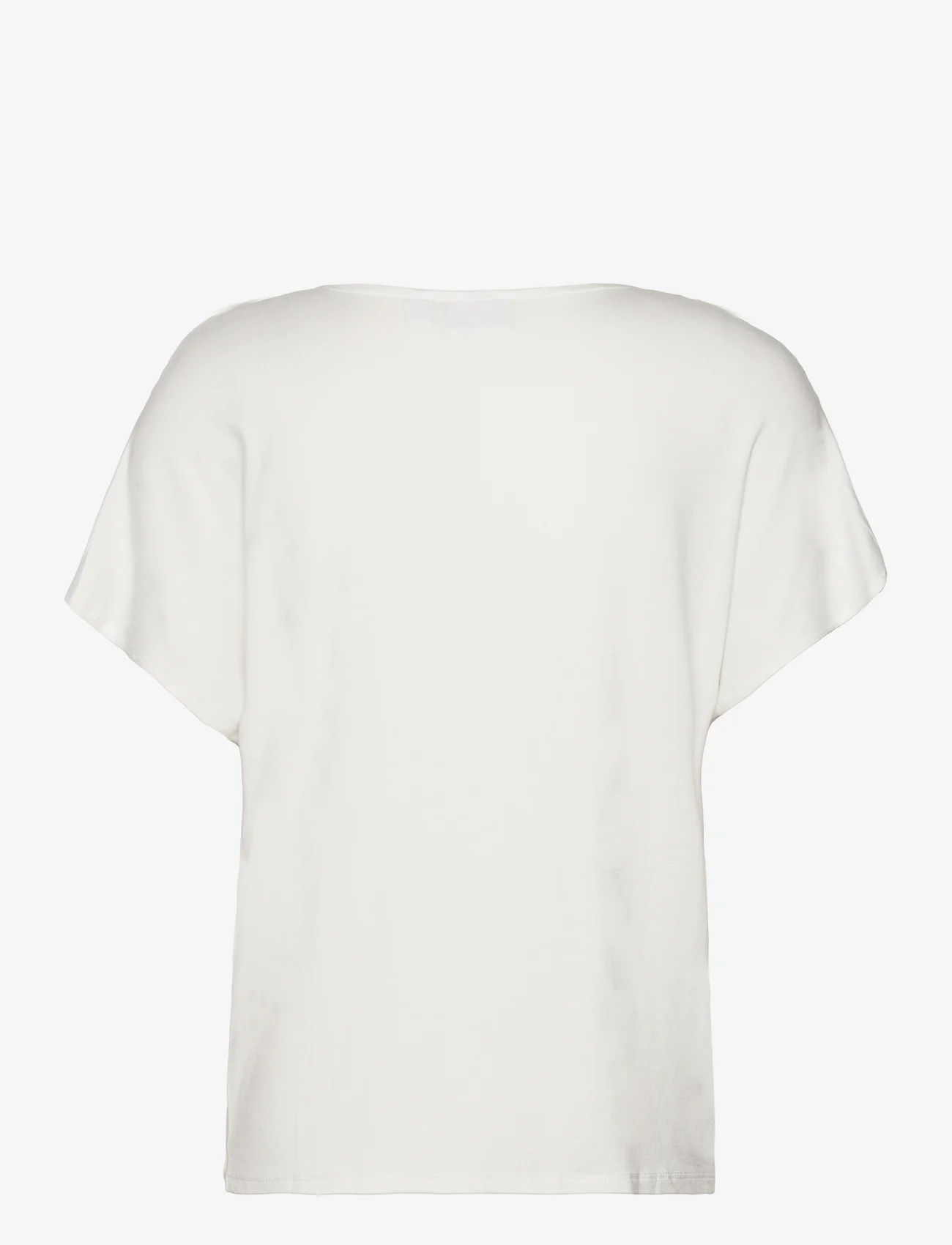 Vila - VIELLETTE V-NECK S/S SATIN TOP - NOOS - short-sleeved blouses - snow white - 1