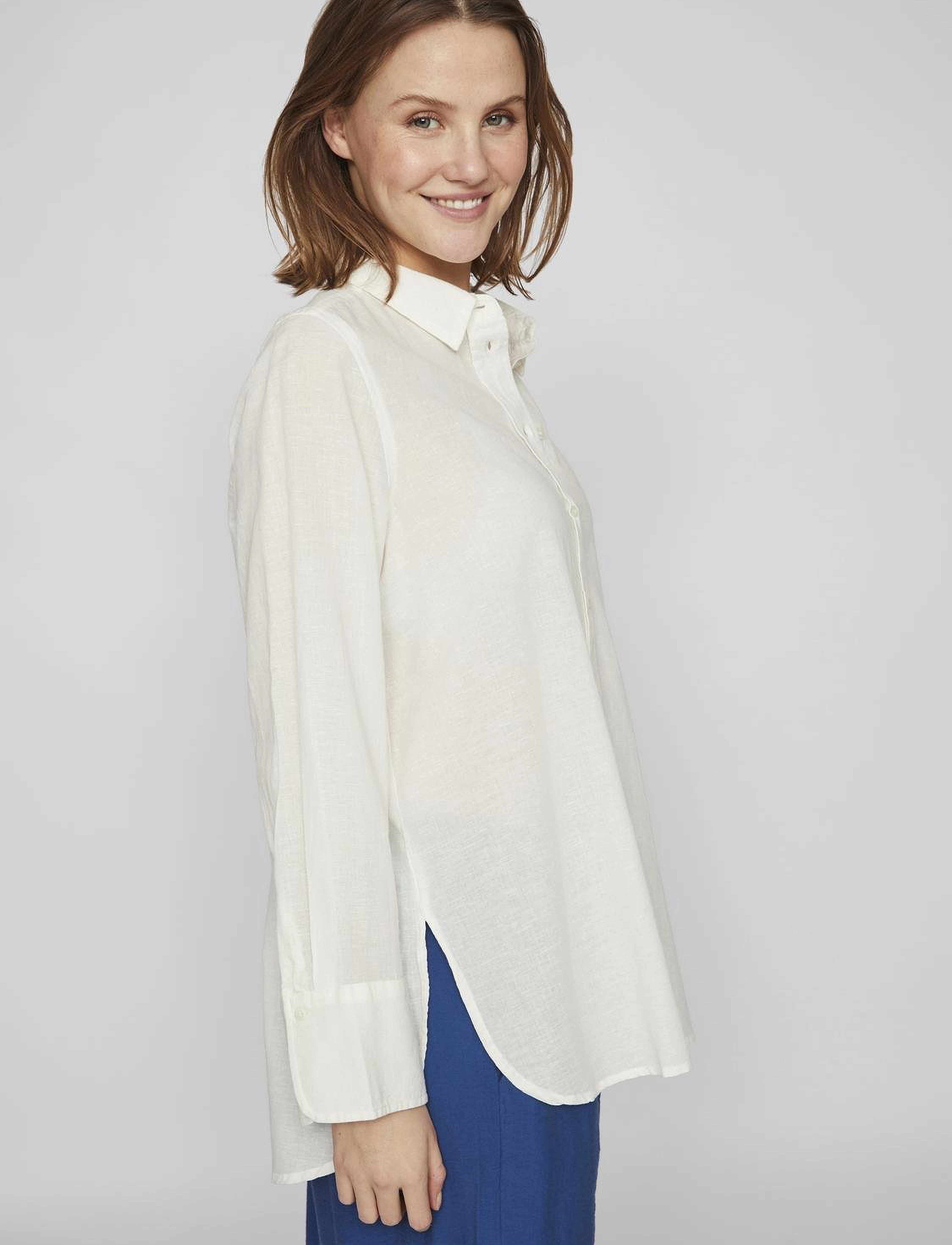 Vila - VILINAJA BUTTON L/S SHIRT - NOOS - egret - 4
