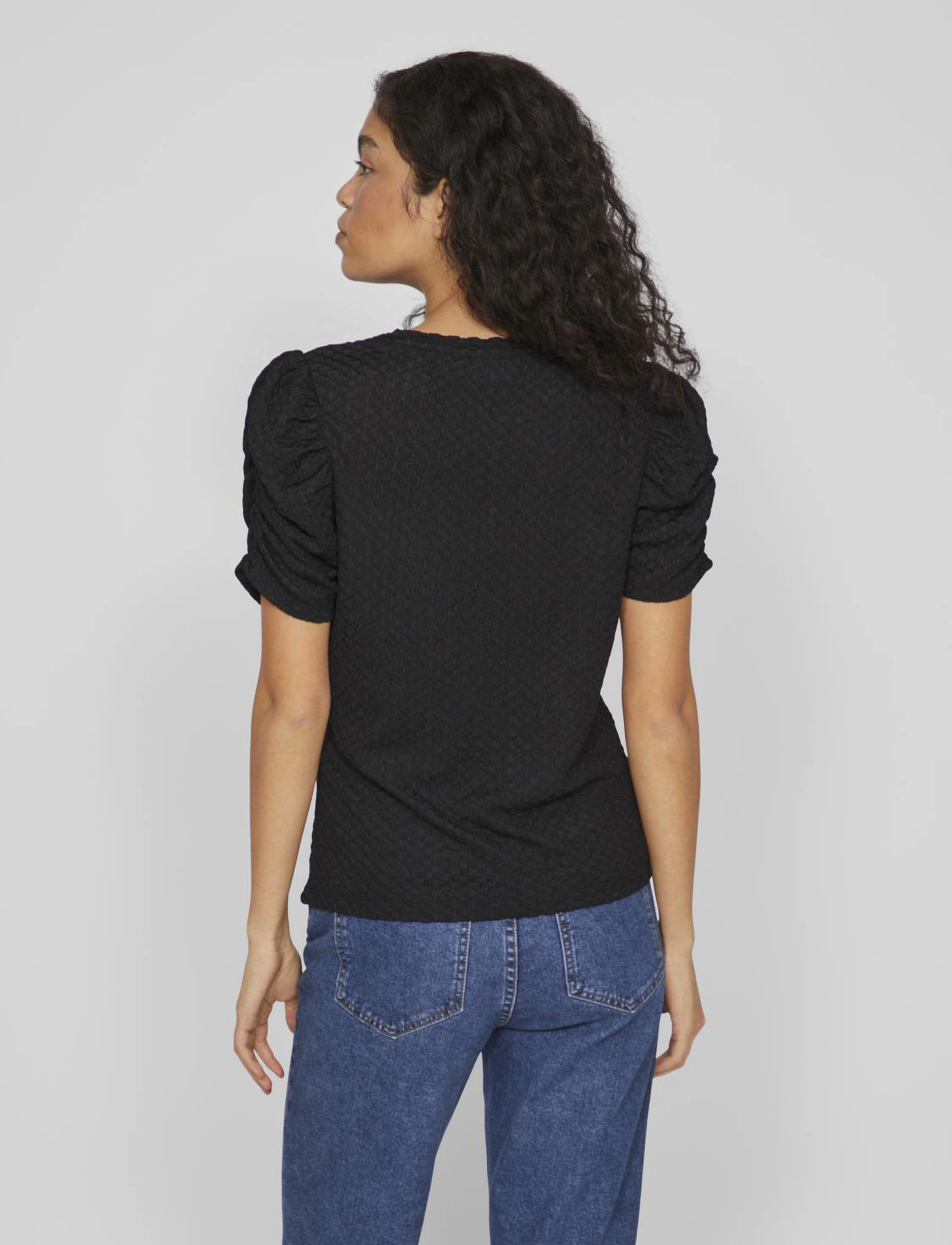 Vila - VIANINE S/S PUFF SLEEVE TOP - black beauty - 3