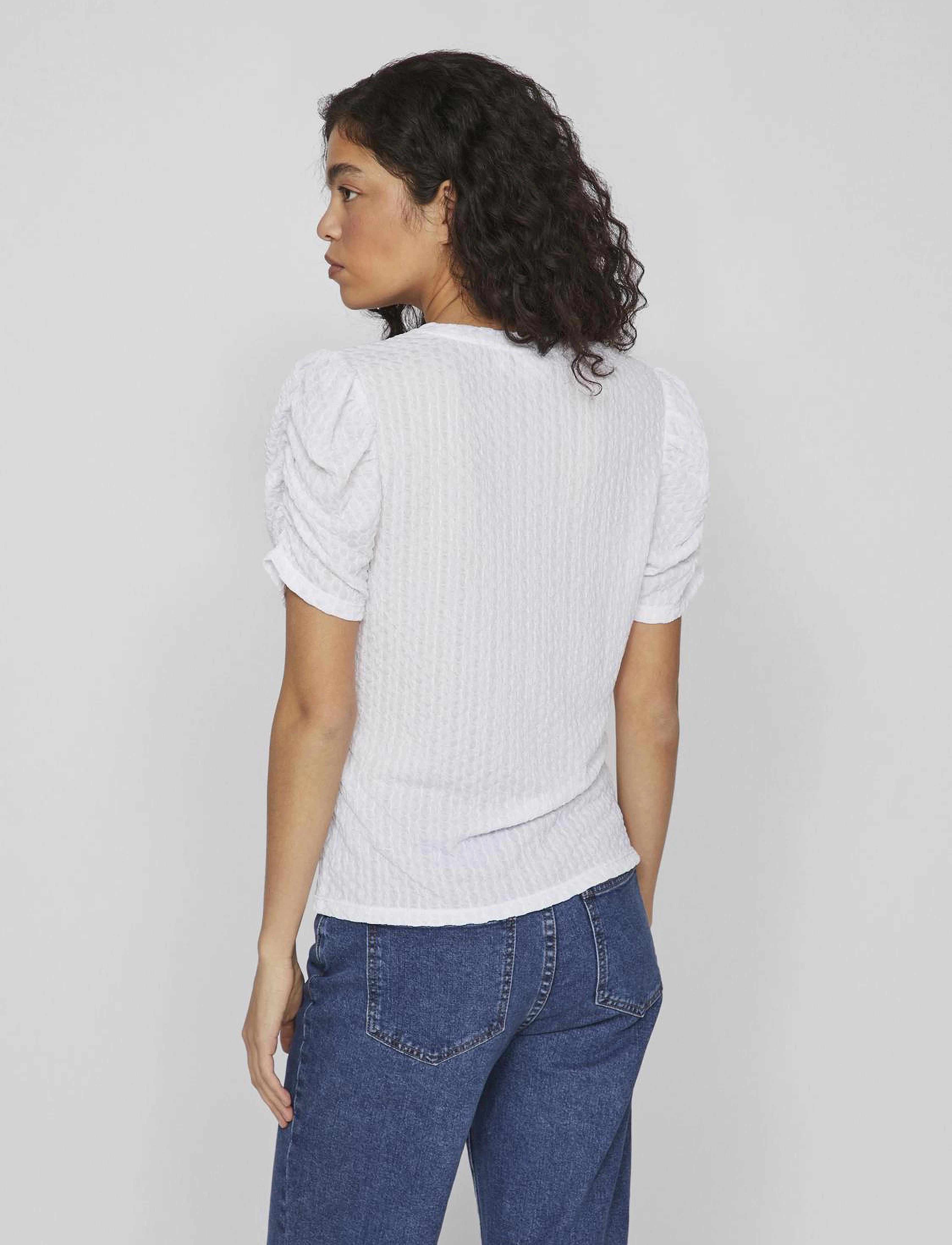 Vila - VIANINE S/S PUFF SLEEVE TOP - bright white - 3