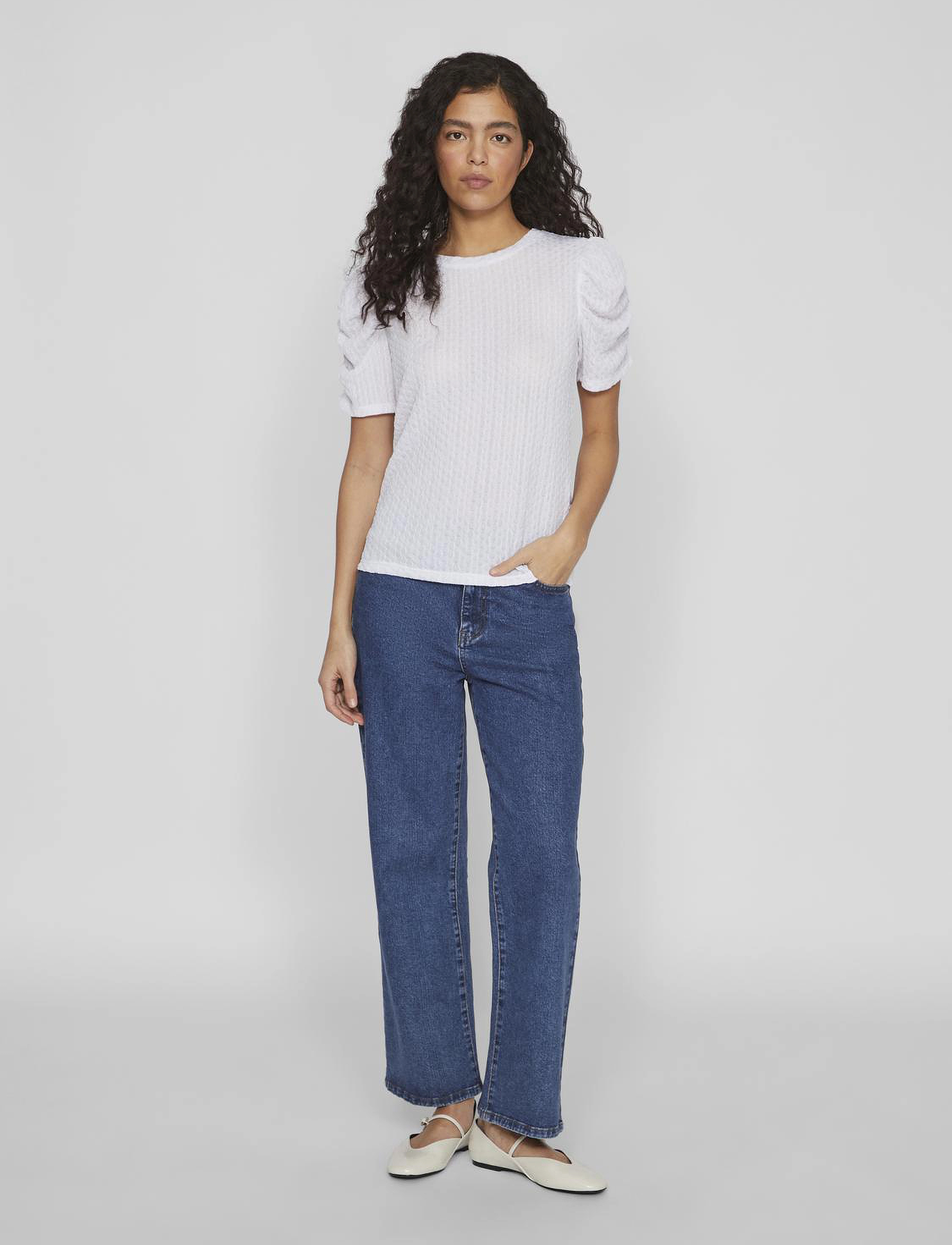 Vila - VIANINE S/S PUFF SLEEVE TOP - bright white - 4