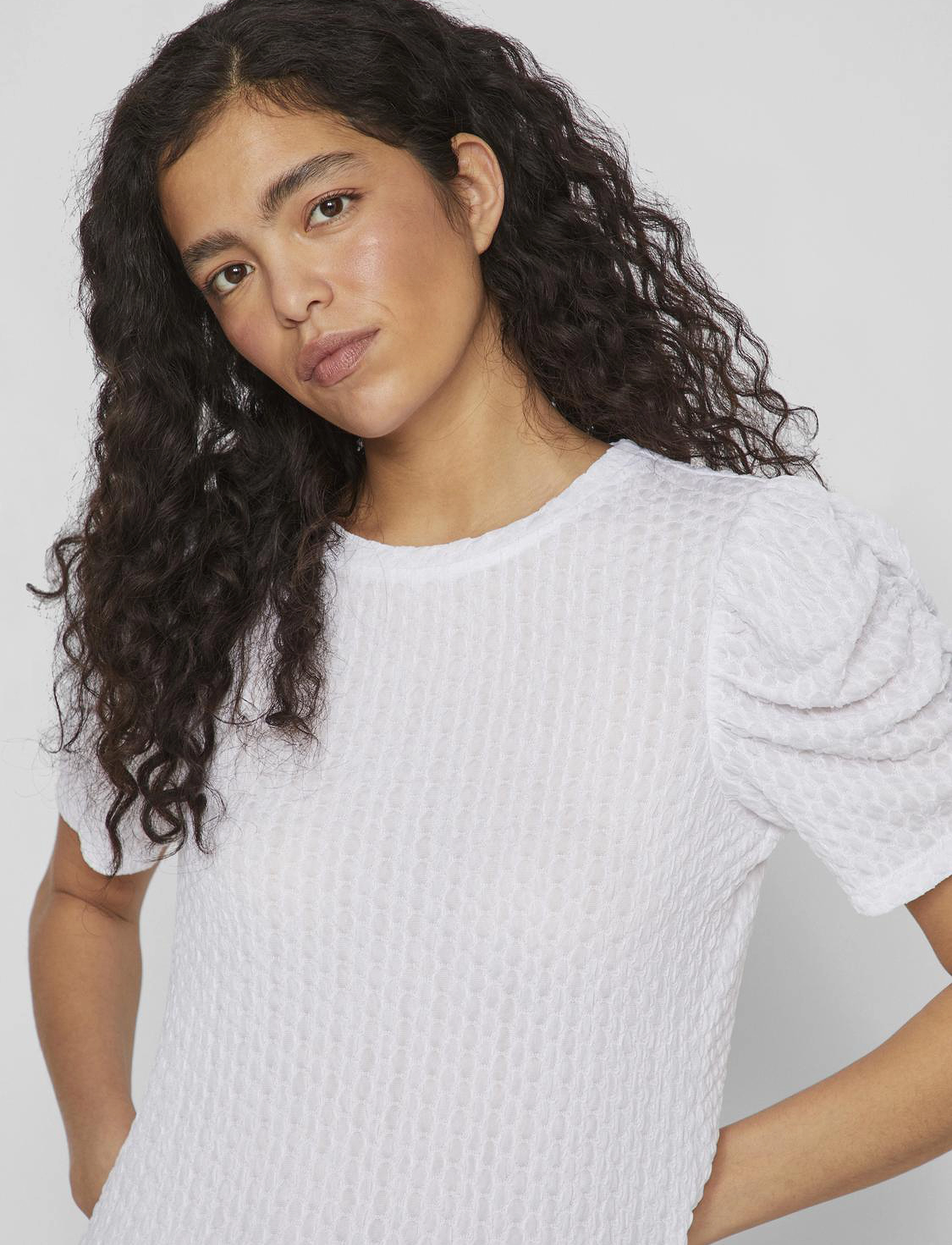 Vila - VIANINE S/S PUFF SLEEVE TOP - bright white - 5