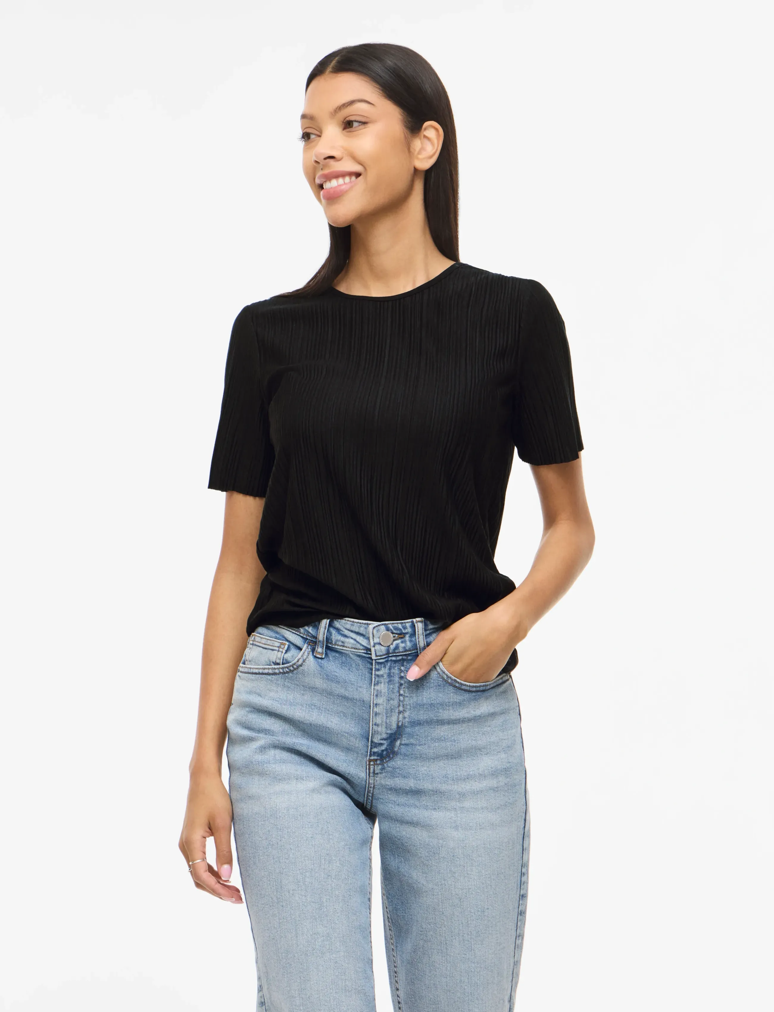 Vila VIPLISA O-NECK S/S TOP - NOOS - T-shirts - BLACK BEAUTY / black