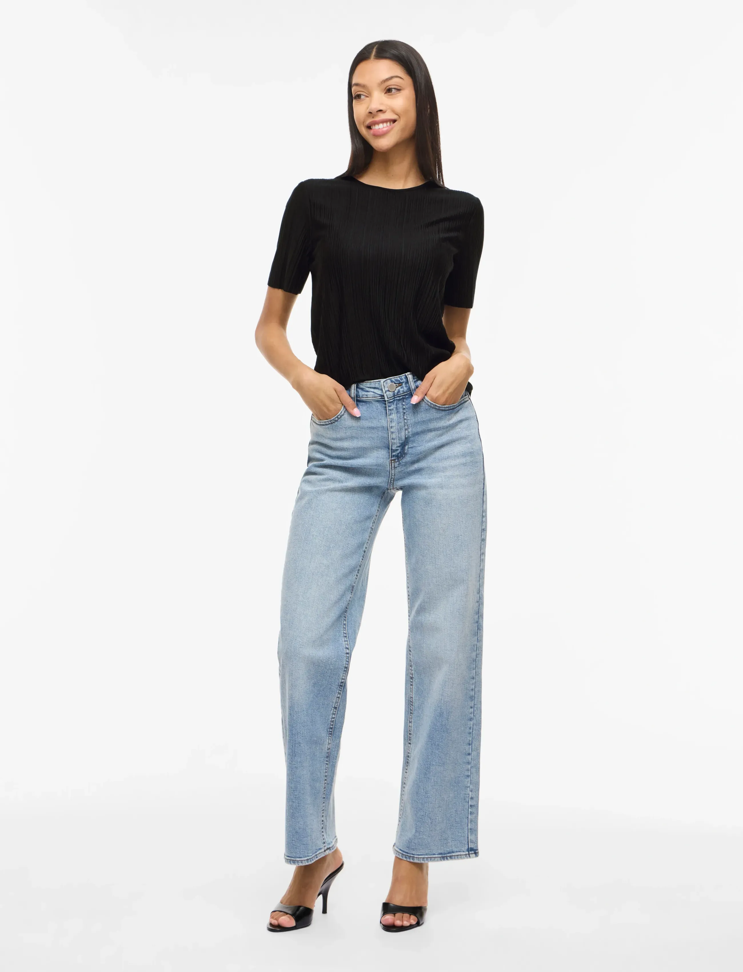 Vila - VIPLISA O-NECK S/S TOP - NOOS - t-shirty - black beauty - 4
