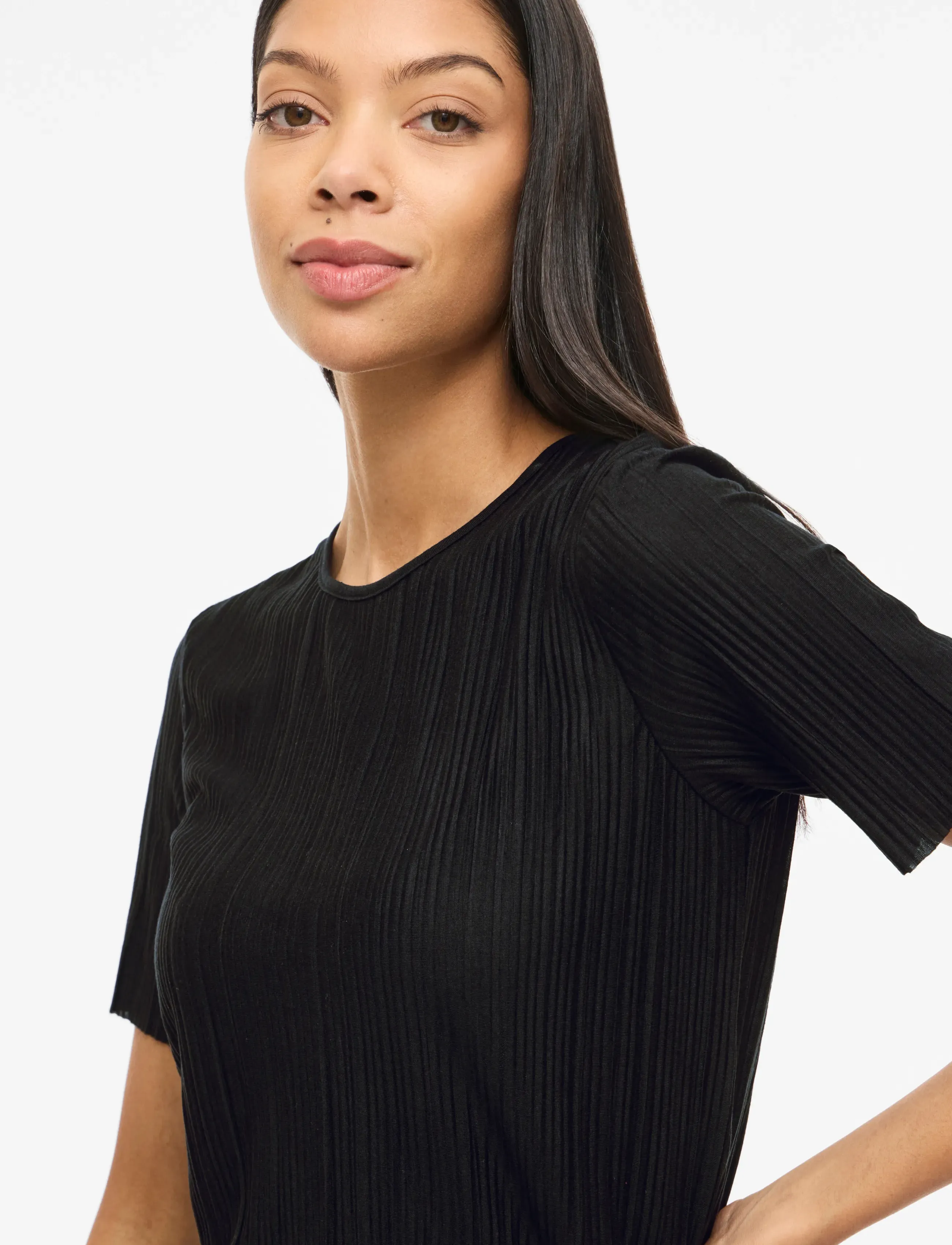 Vila - VIPLISA O-NECK S/S TOP - NOOS - t-shirty - black beauty - 5