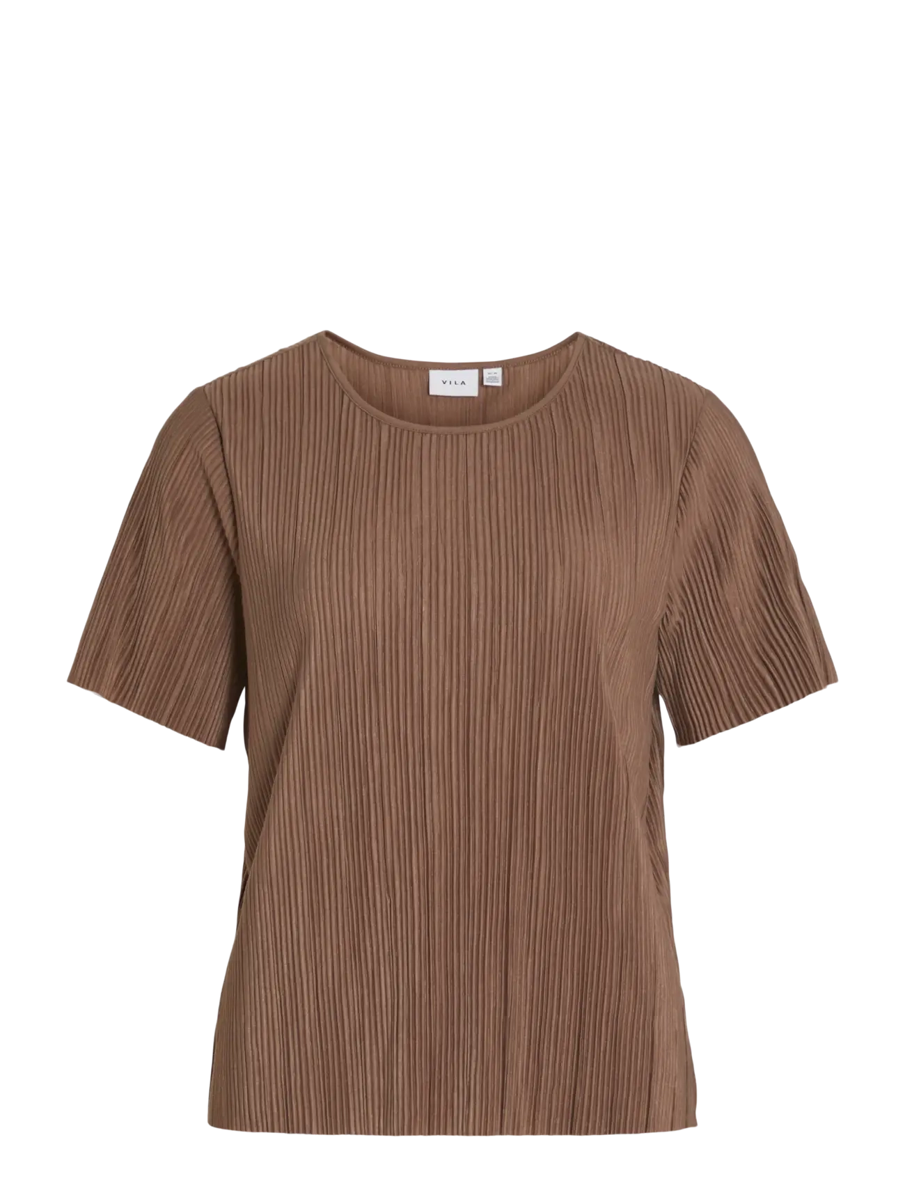 VILA Viplisa O-Neck S/S Oberteil - Noos Braun - XS - Damen