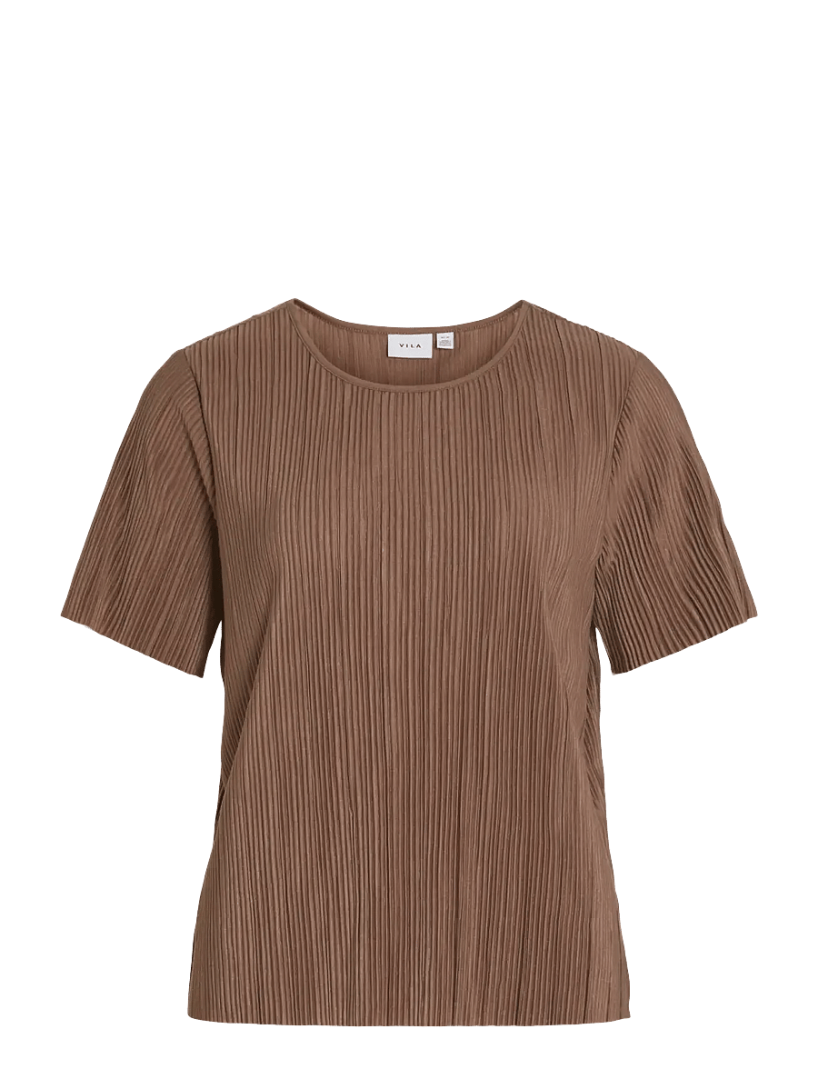 Vila - VIPLISA O-NECK S/S TOP - NOOS - t-krekli - fossil - 1