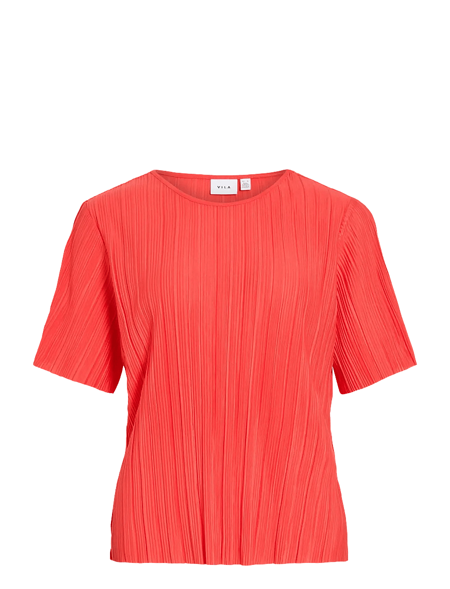 Vila - VIPLISA O-NECK S/S TOP - NOOS - marškinėliai - hibiscus - 1