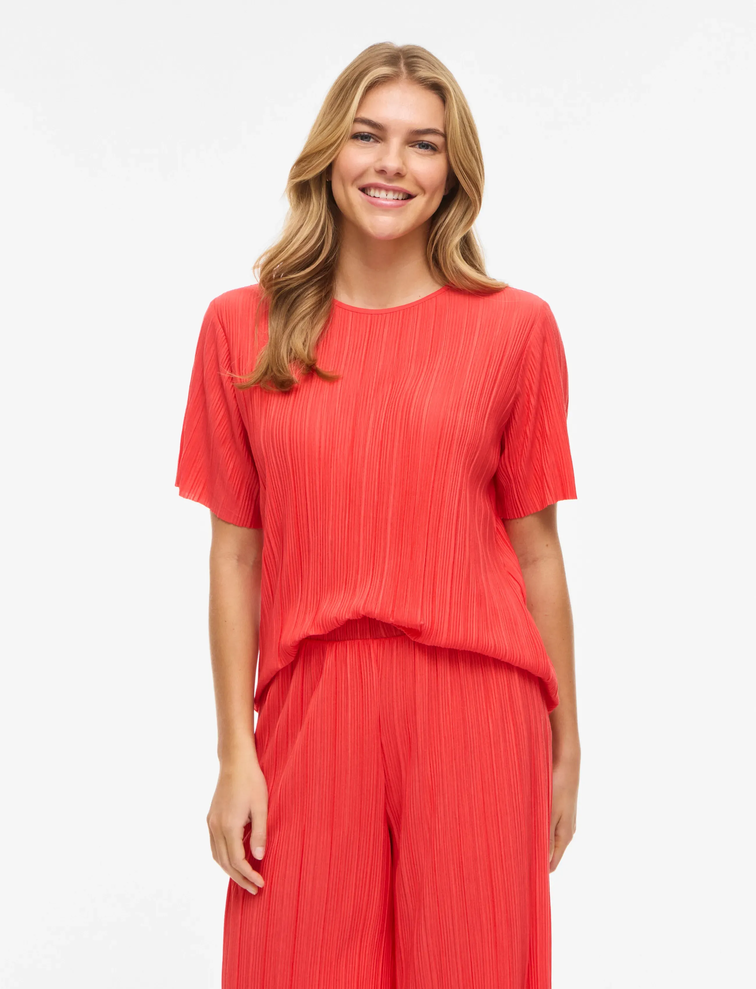 Vila Viplisa O-Neck S/S Top Noos, XXL, T-shirts & Oberteile, Rot - Short-sleeved, Frauen