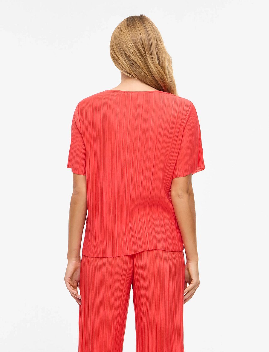 Vila - VIPLISA O-NECK S/S TOP - NOOS - marškinėliai - hibiscus - 3