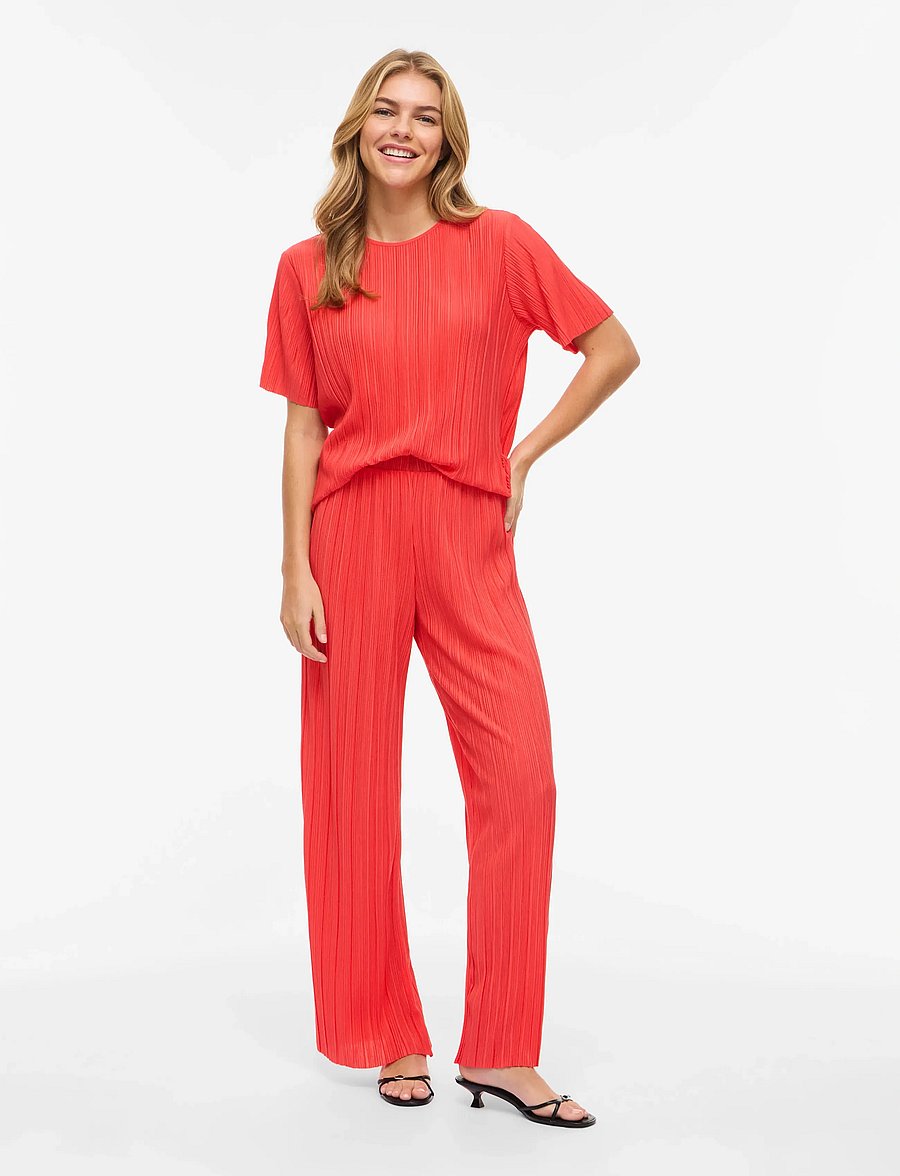Vila - VIPLISA O-NECK S/S TOP - NOOS - marškinėliai - hibiscus - 4