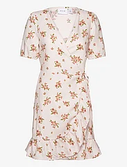 Vila - VIKATI FLOWER LINEN SHORT FRILL DRESS - ballīšu apģērbs par outlet cenām - peach whip - 0