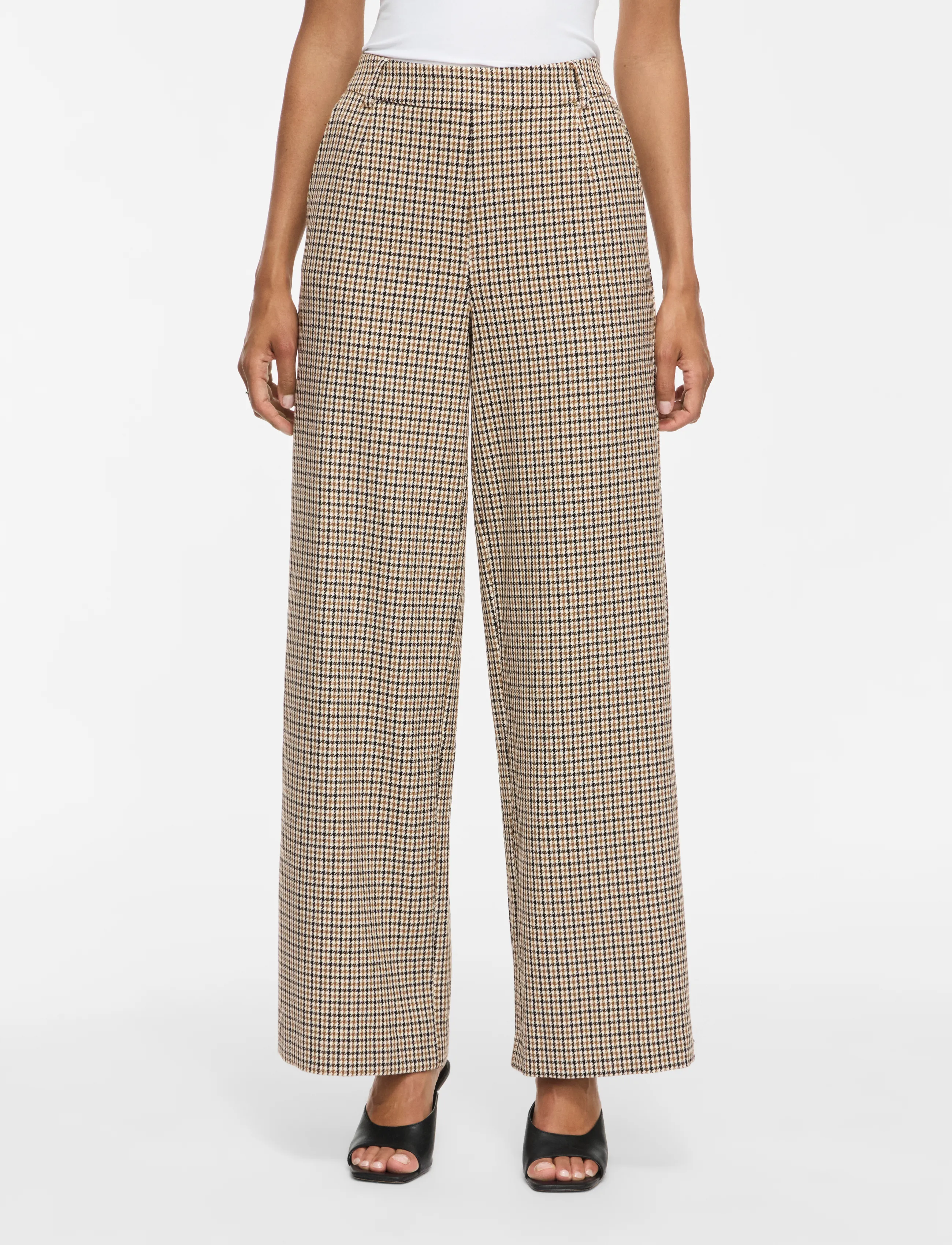 Vila VIVARONE PATTERN HW WIDE PANT - NOOS - Transitional Layering - BIRCH / beige